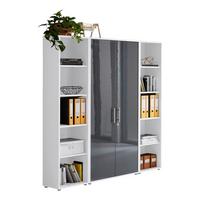 Office Edition B: 173 cm Weiß/Anthrazit - Anthrazit Hochglanz/Weiß, MODERN, Holzwerkstoff (173/186/33cm) - MID.YOU