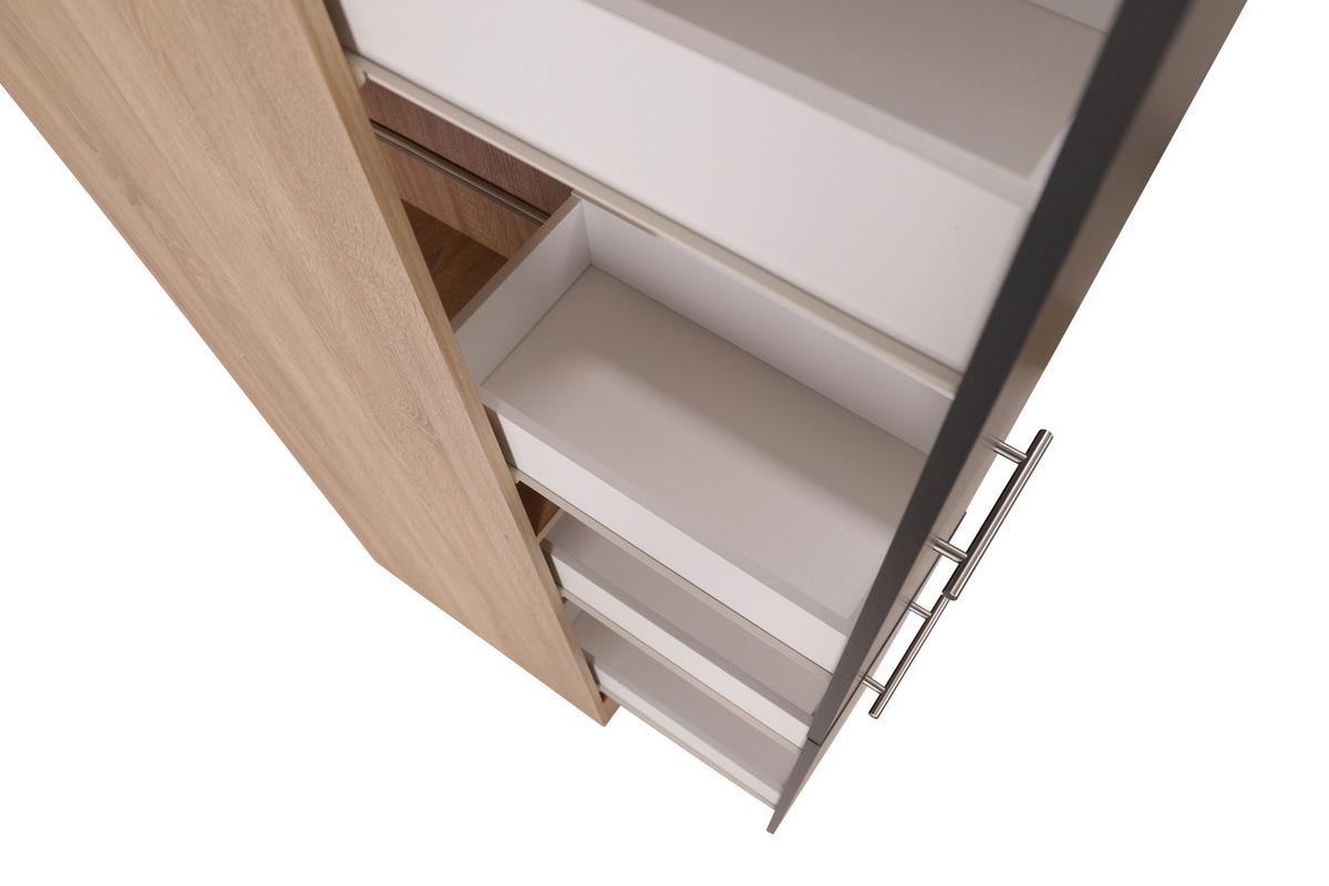Apothekerschrank Merle Grau, Eiche Dekor B:30cm - Eichefarben/Grau, Basics, Holzwerkstoff (30/200/60cm) - Respekta