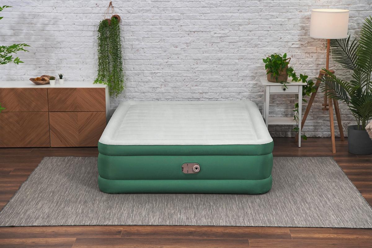 Luftbett Sam 203x152x46 Cm Bis 350kg, Inkl. Pumpe - Dunkelgrün/Grau, KONVENTIONELL, Kunststoff/Metall (203/152/46cm) - Bestway