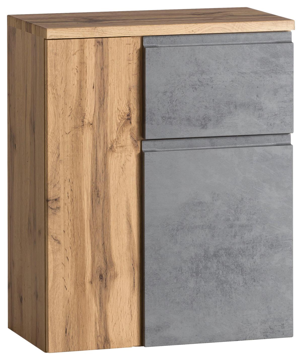 Badezimmer Unterschrank Varese BxH 65x79 cm Grau/ Eiche Dekor - Eiche Wotan/Hellgrau, MODERN, Holzwerkstoff (65/79/35cm) - Held