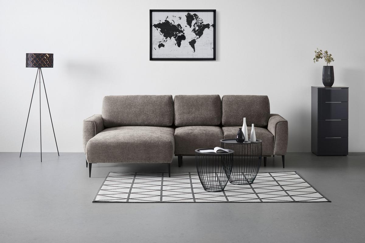 Rohová sedačka CUSTOM, ľavá, tmavosivá ženilka - čierna/tmavosivá, Modern, kov/textil (164/255cm) - Mömax
