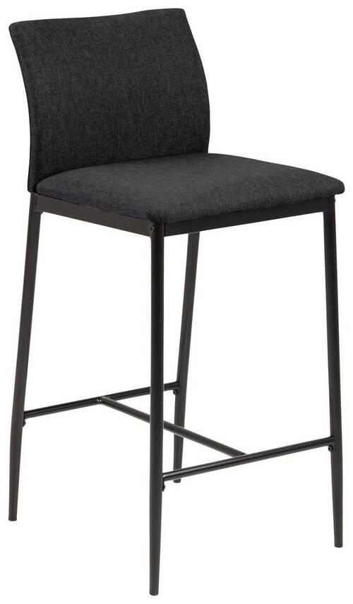 Barhocker mit Lehne Gepolstert Demina Schwarz - Schwarz/Grau, KONVENTIONELL, Textil/Metall (41/90,5/48,5cm) - MID.YOU