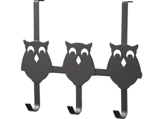 Hakenleiste Eule 3 - Schwarz, Metall (32/25/8,2cm) Hakenleiste Eule 3 - Schwarz, Metall (32/25/8,2cm)