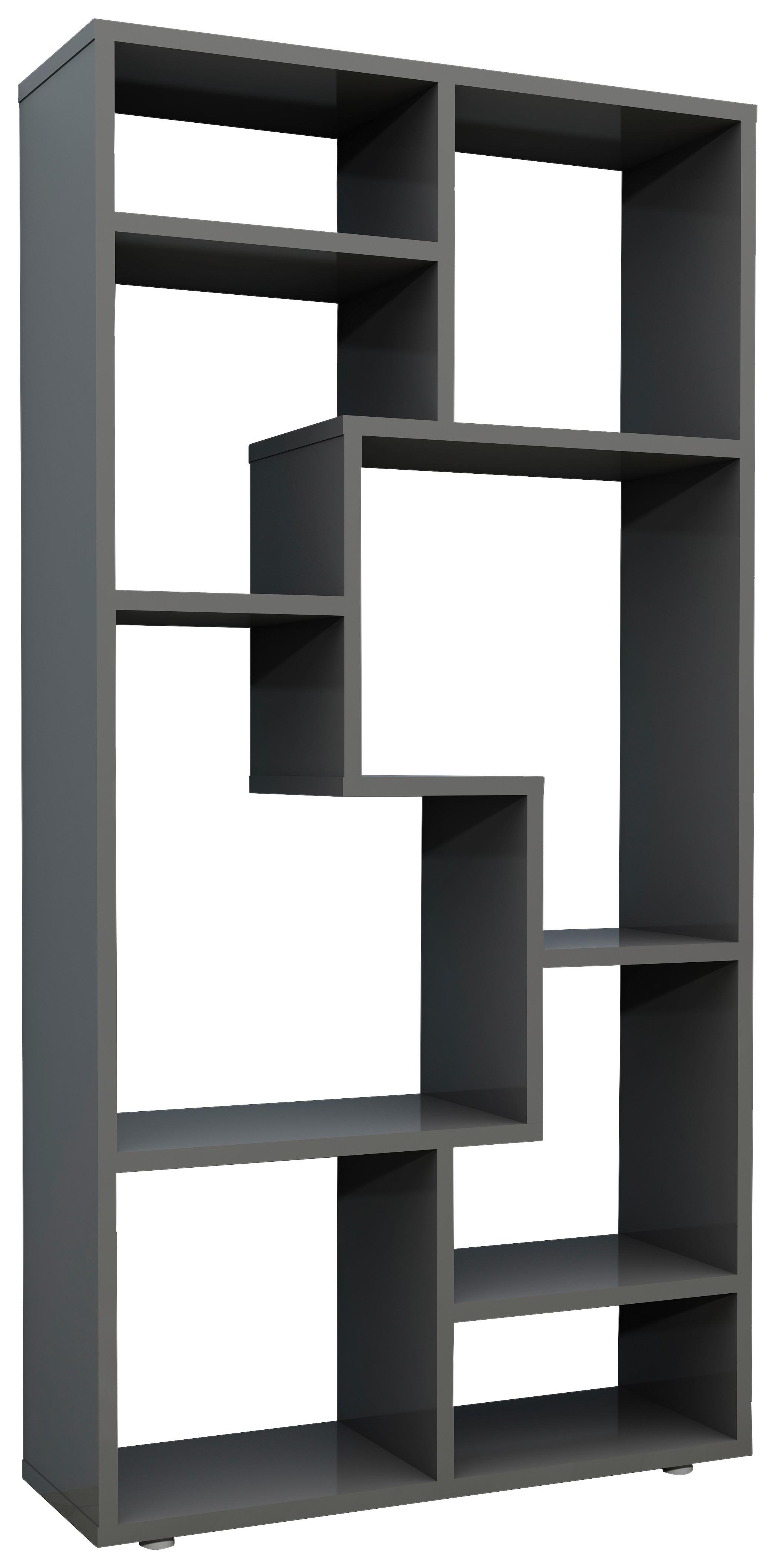 Regál Lanisa, antracitová - sivá/antracitová, Modern, kompozitné drevo/plast (58/116/20cm) - MID.YOU