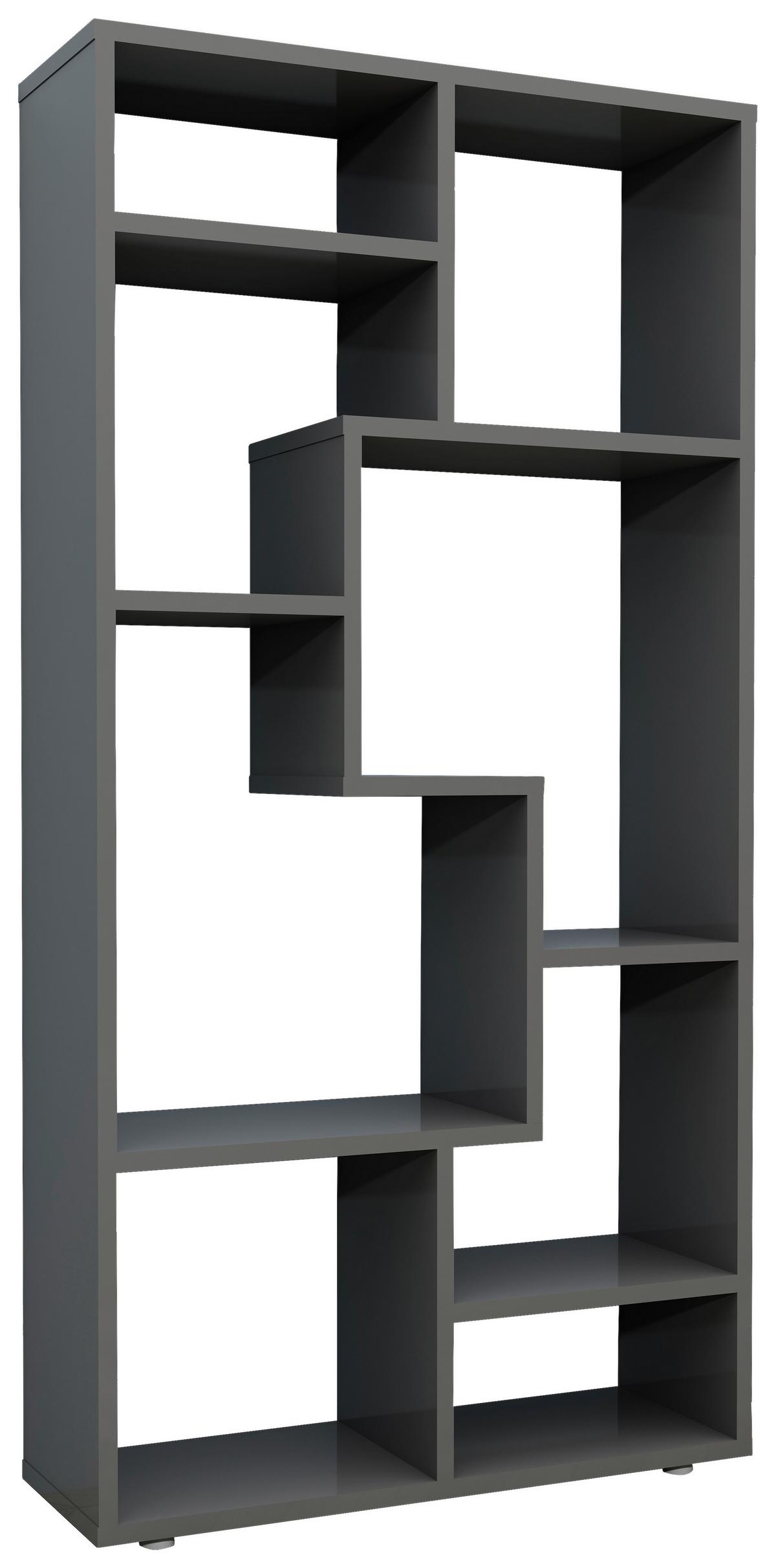 Regál Lanisa, antracitová - šedá/antracitová, Moderní, kompozitní dřevo/plast (58/116/20cm) - MID.YOU