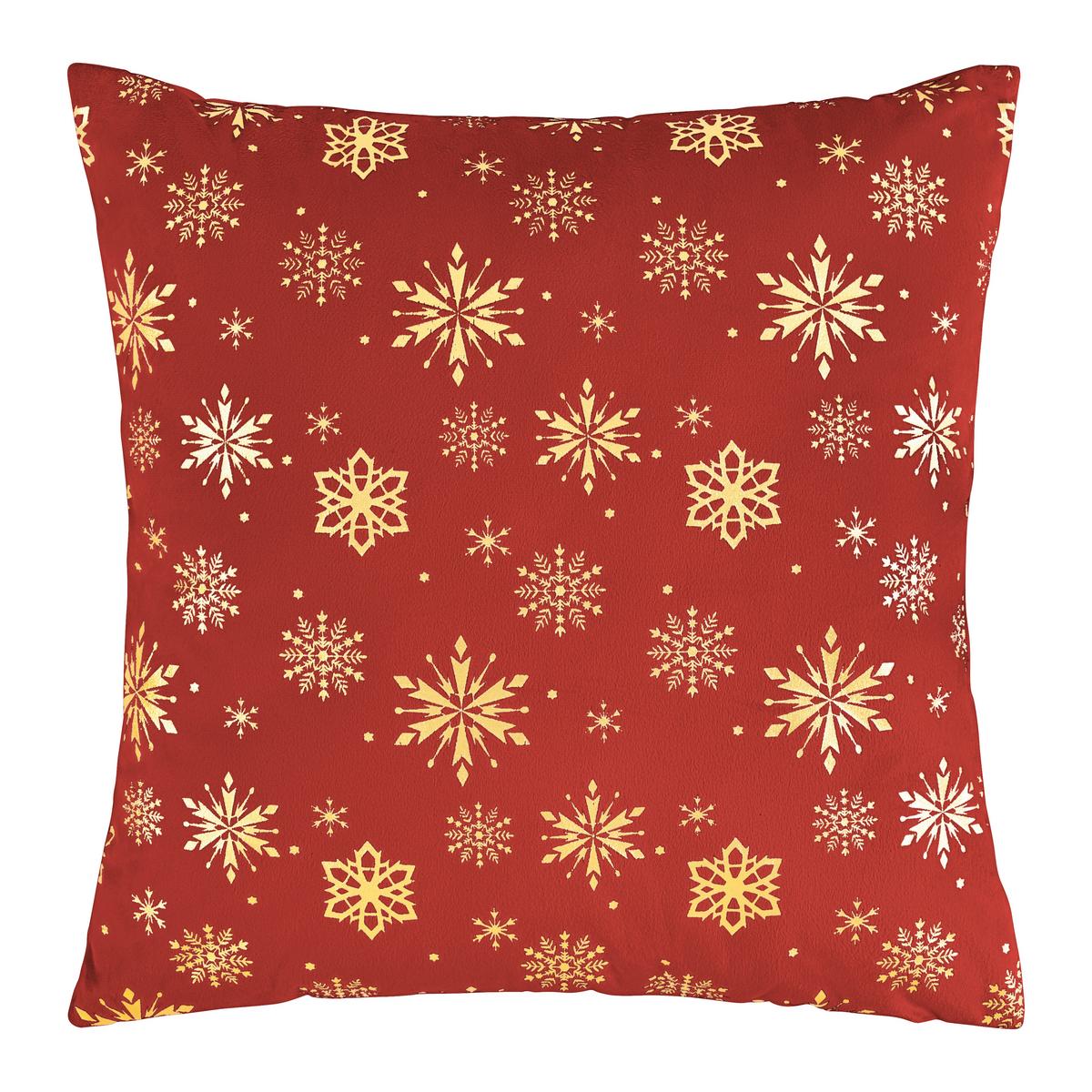 DEKORAČNÝ VANKÚŠ SNOWFLAKE - zlatá/červená, textil (45/45cm) - Mömax