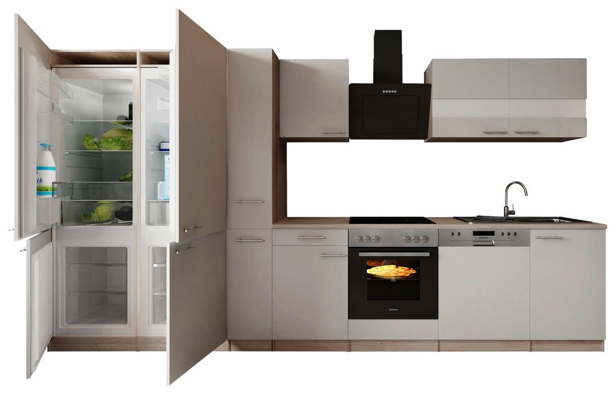 KÜCHENBLOCK Merle, Weiß B: 370 cm - Eichefarben/Weiß, Trend, Holzwerkstoff (370cm) - Respekta