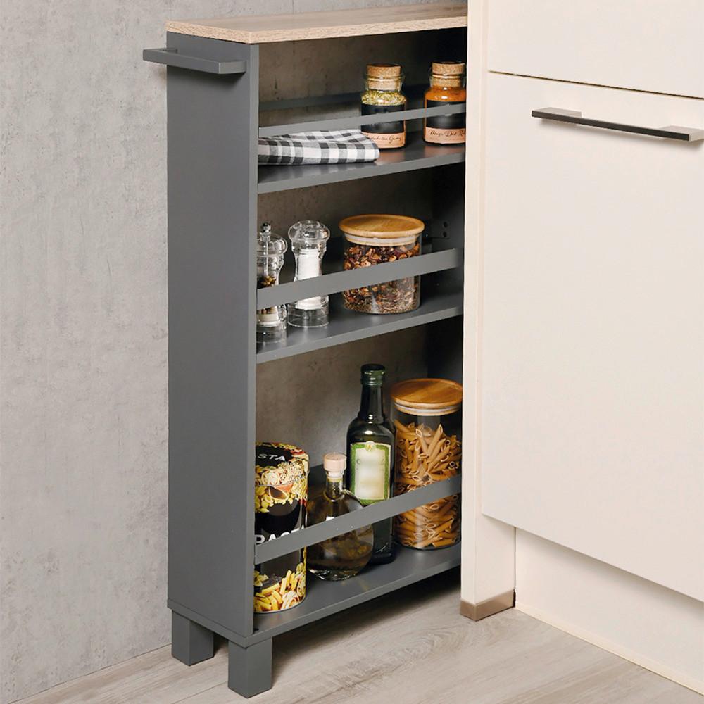 Servierwagen Grau, Braun, B: 15 cm - Hellbraun/Grau, Basics, Holzwerkstoff (15/79/50cm) - Kesper