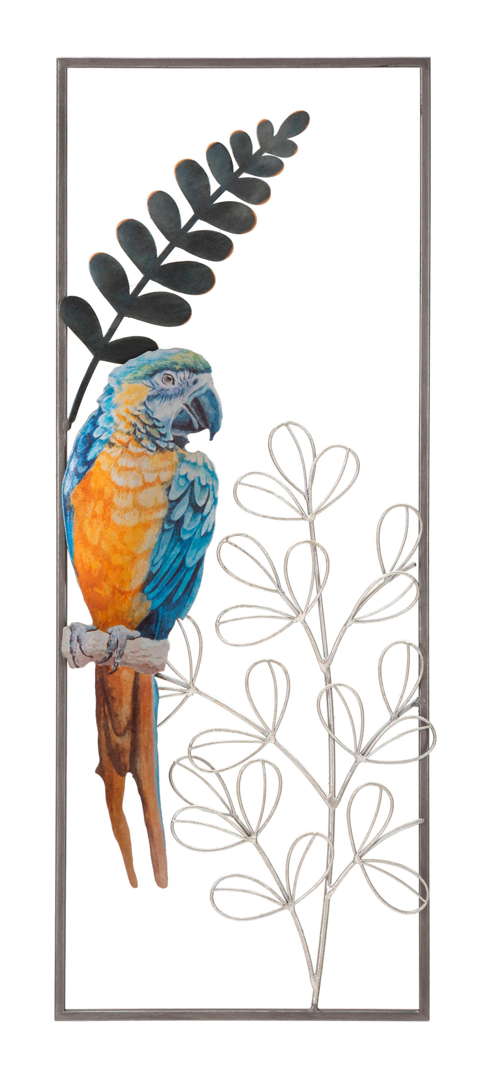 Wanddeko Parrot Blau, Gelb, Grau B: 28,6 Cm - Blau/Gelb, Basics, Metall (28.60/74.30/2.5cm)