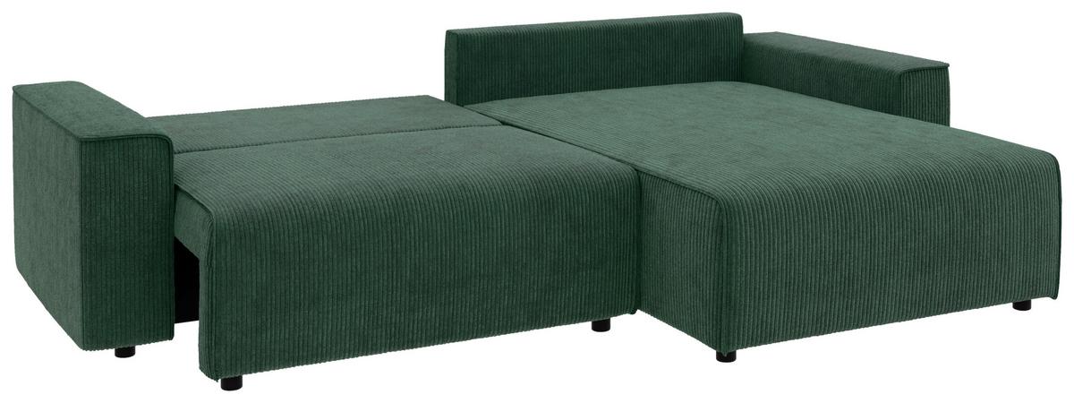 Ecksofa Chance Dunkelgrün S: 265x164 cm - Dunkelgrün/Schwarz, MODERN, Textil (265/164cm) - Trendmanufaktur