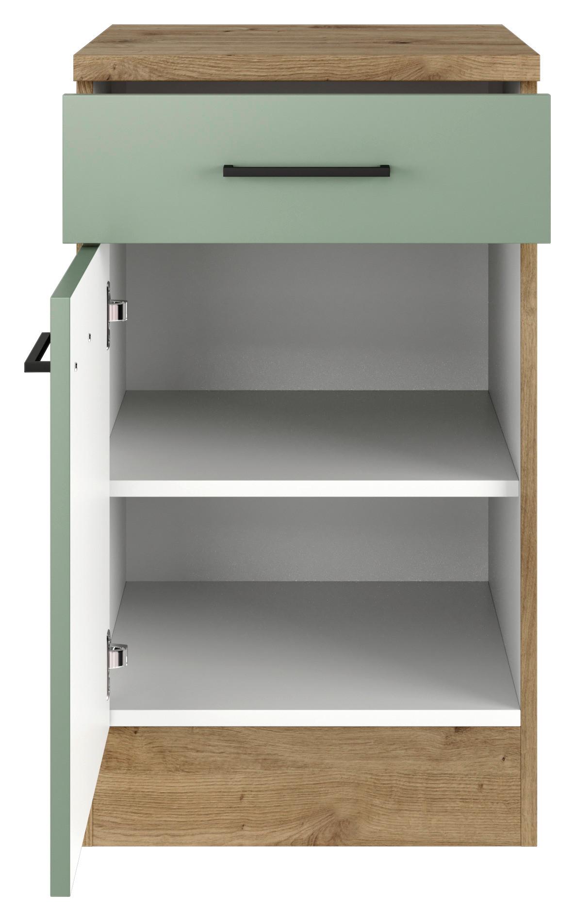 KUCHYŇSKÁ SPODNÍ SKŘÍŇKA CARA US 50 - černá/zelená, Konvenční, kov/kompozitní dřevo (50/85/57cm) - FlexWell
