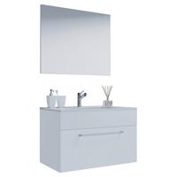 Badezimmer Badinos 3-Teilig Weiß B: 80 cm - Weiß, MODERN, Keramik/Holzwerkstoff (80cm) - MID.YOU