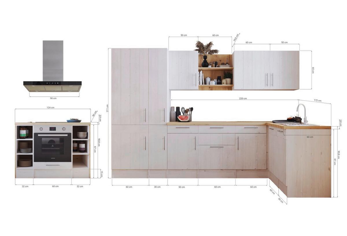 Eckküche Anton Winkelküche 310 cm - Wildeiche/Lärchefarben, LIFESTYLE, Holzwerkstoff (310/172cm) - Respekta
