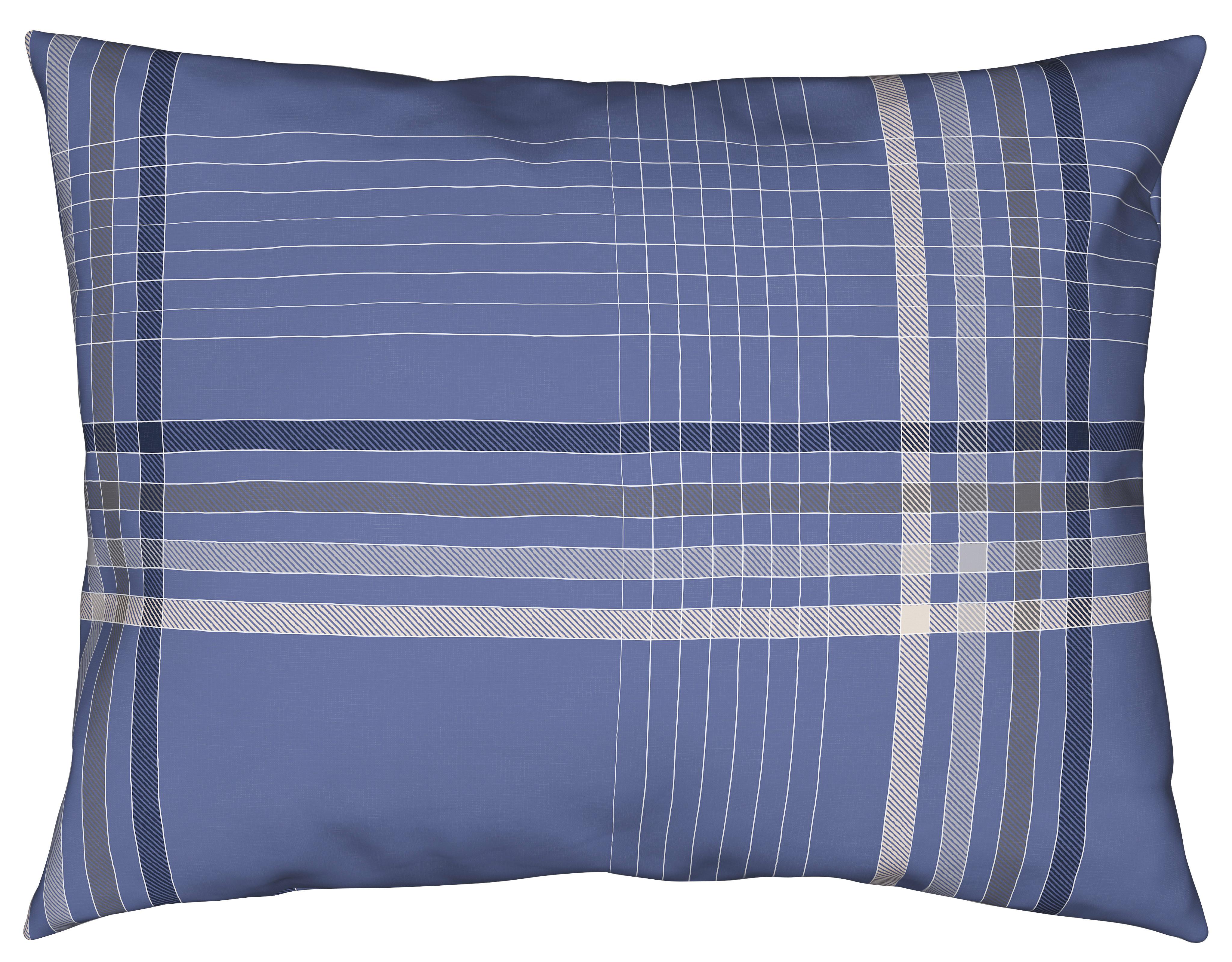 Renforce Bettwäsche 140x200 cm Sanella Jeansblau Karo - Blau, MODERN, Textil (140/200cm) - Luca Bessoni