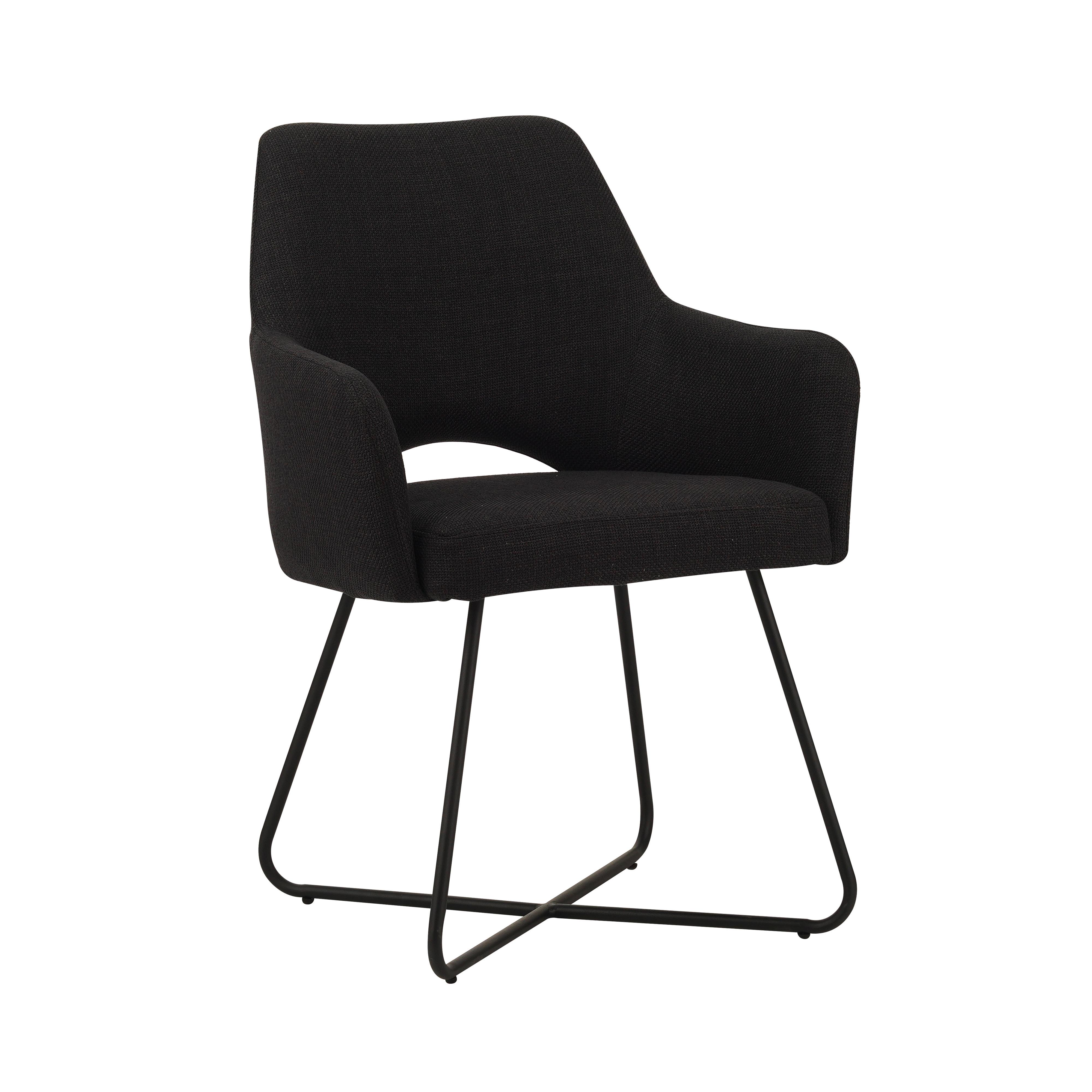 Armlehnstuhl Brest Schwarz B: 60 cm - Schwarz, MODERN, Textil/Metall (60/88/63,5cm) - MID.YOU
