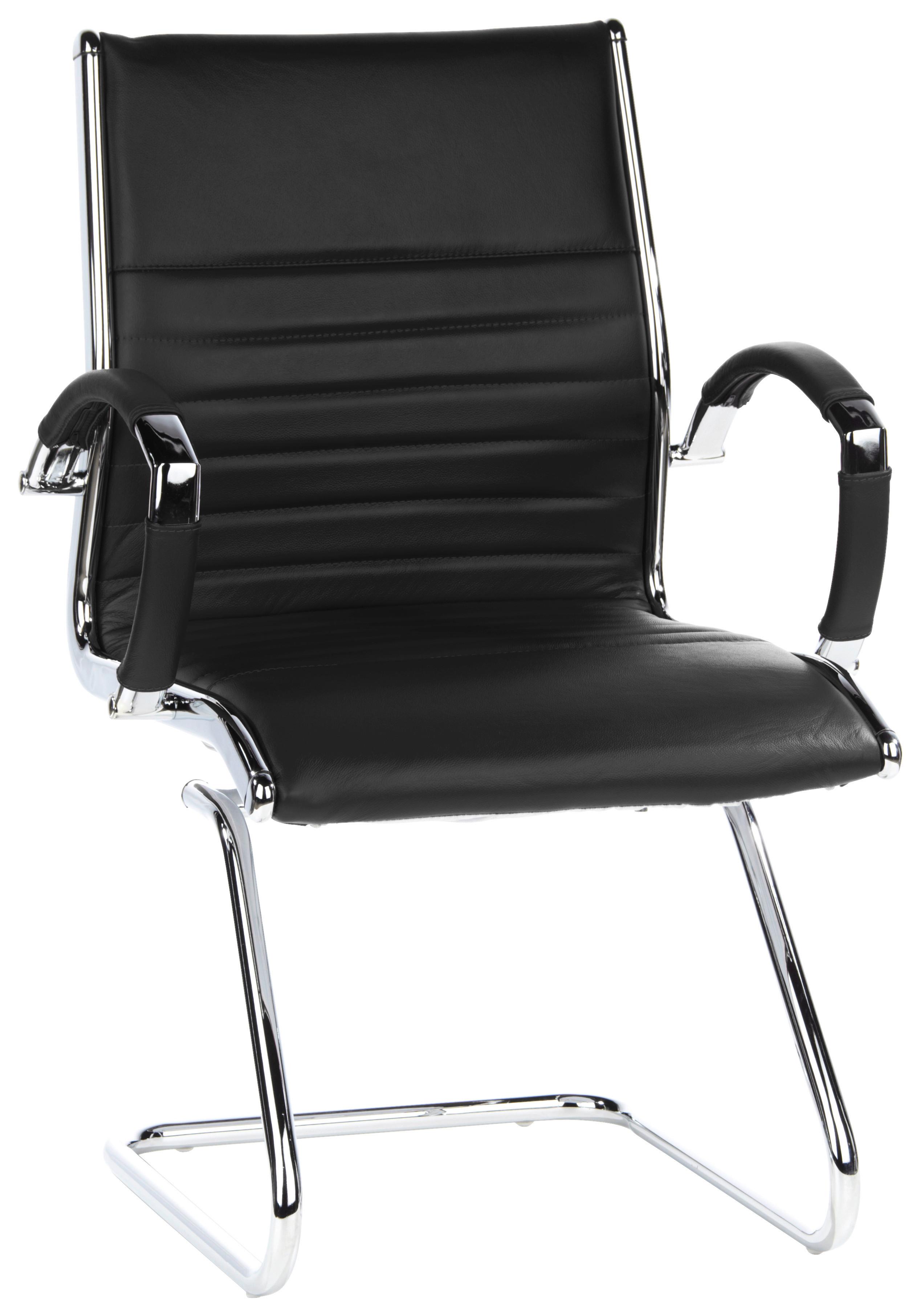 Besucherstuhl Parma V Schwarz - Chromfarben/Schwarz, MODERN, Leder/Textil (62/94/46cm) - MID.YOU