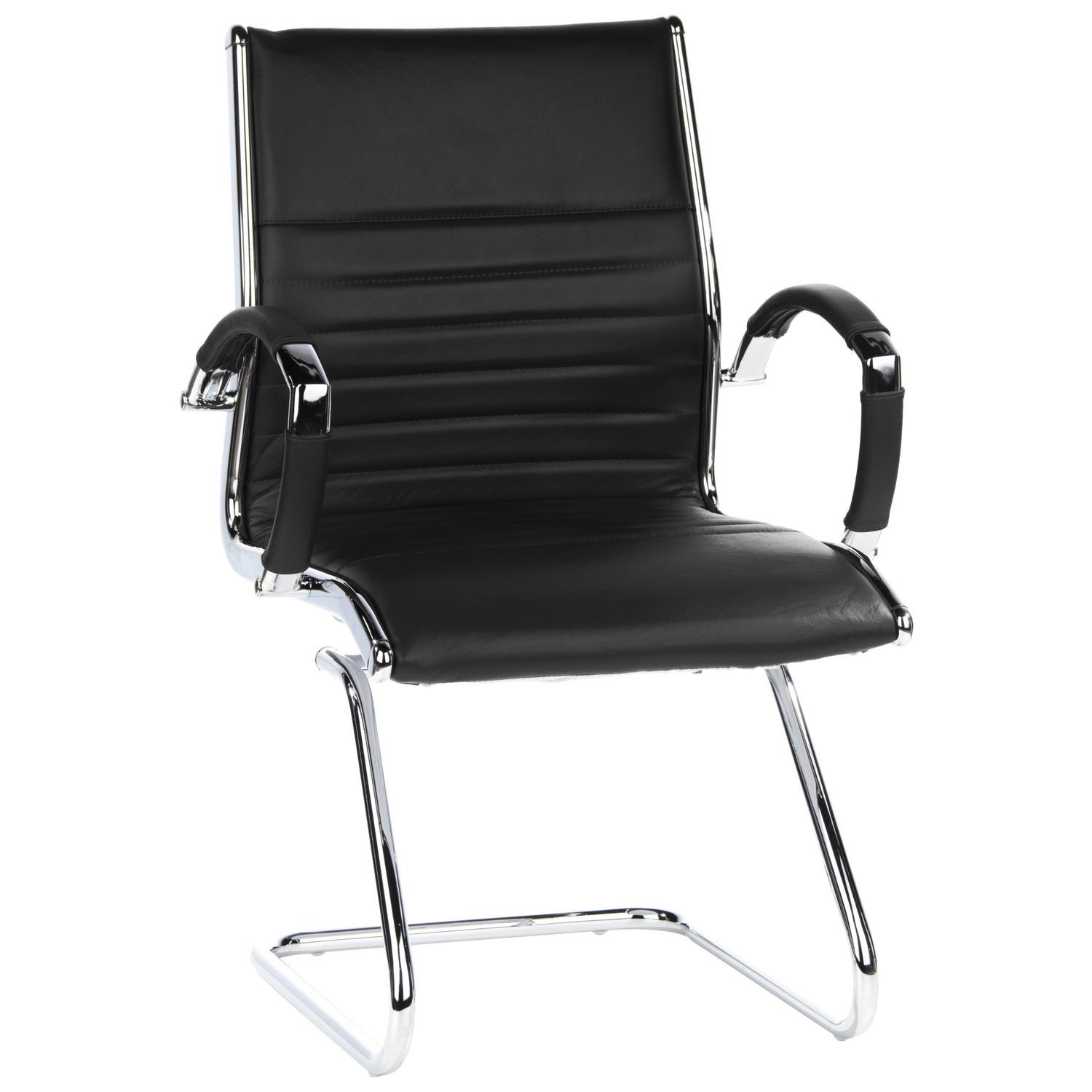Besucherstuhl Parma V Schwarz Schwarz, Chromfarben 62x94x46 cm