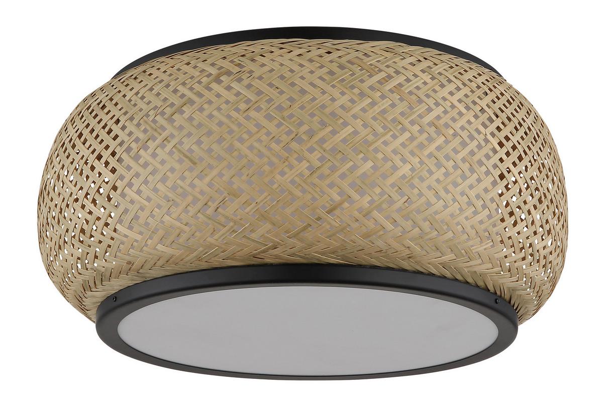 LED-Deckenleuchte 3000/4000/6000k - Schwarz/Naturfarben, Design, Holz/Kunststoff (38/19,2cm) - Globo