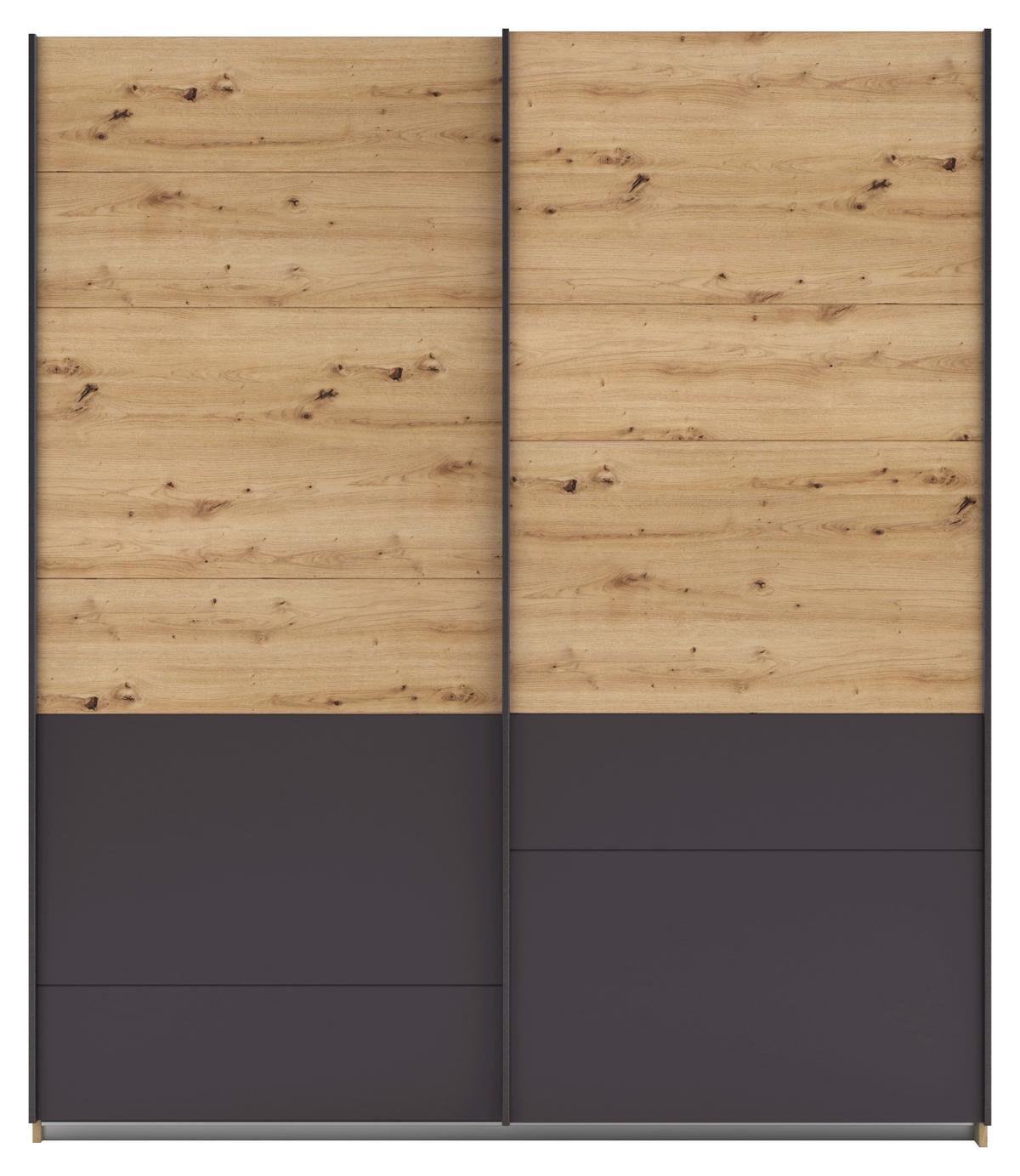 Schwebetürenschrank Bilbao Eiche Artisan/Grau B: 181 cm - Eiche Artisan/Grau, MODERN, Holzwerkstoff (181/210/62cm) - Rauch Möbel