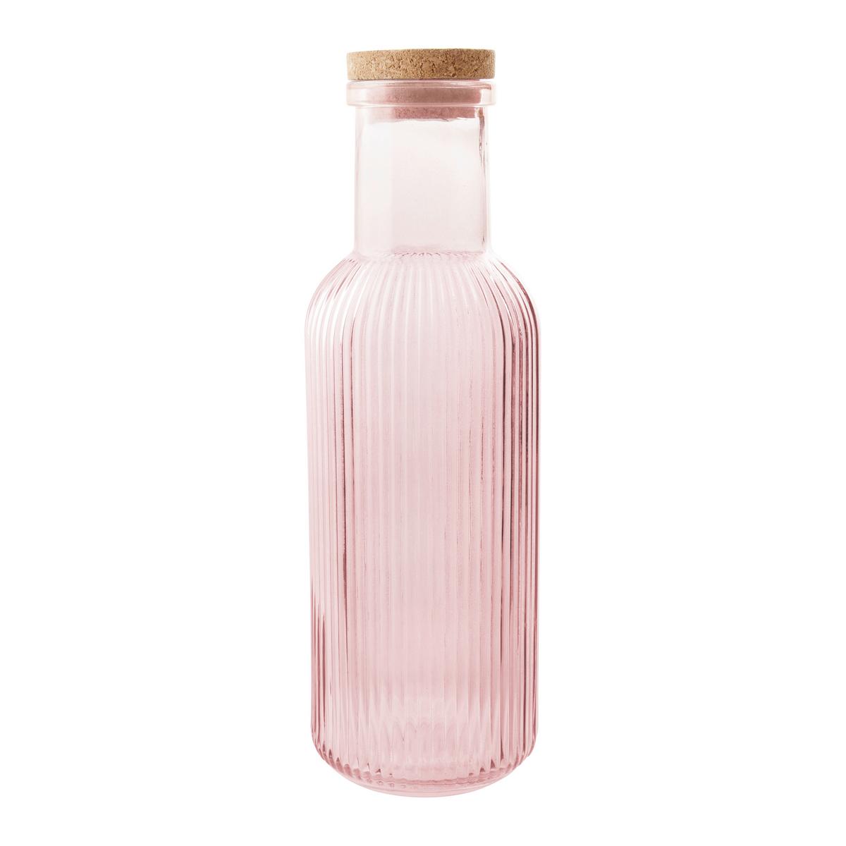 Univerzálna fľaša 1L MARY - modrá/sivá, Modern, drevo/sklo (8.7/27.8cm)