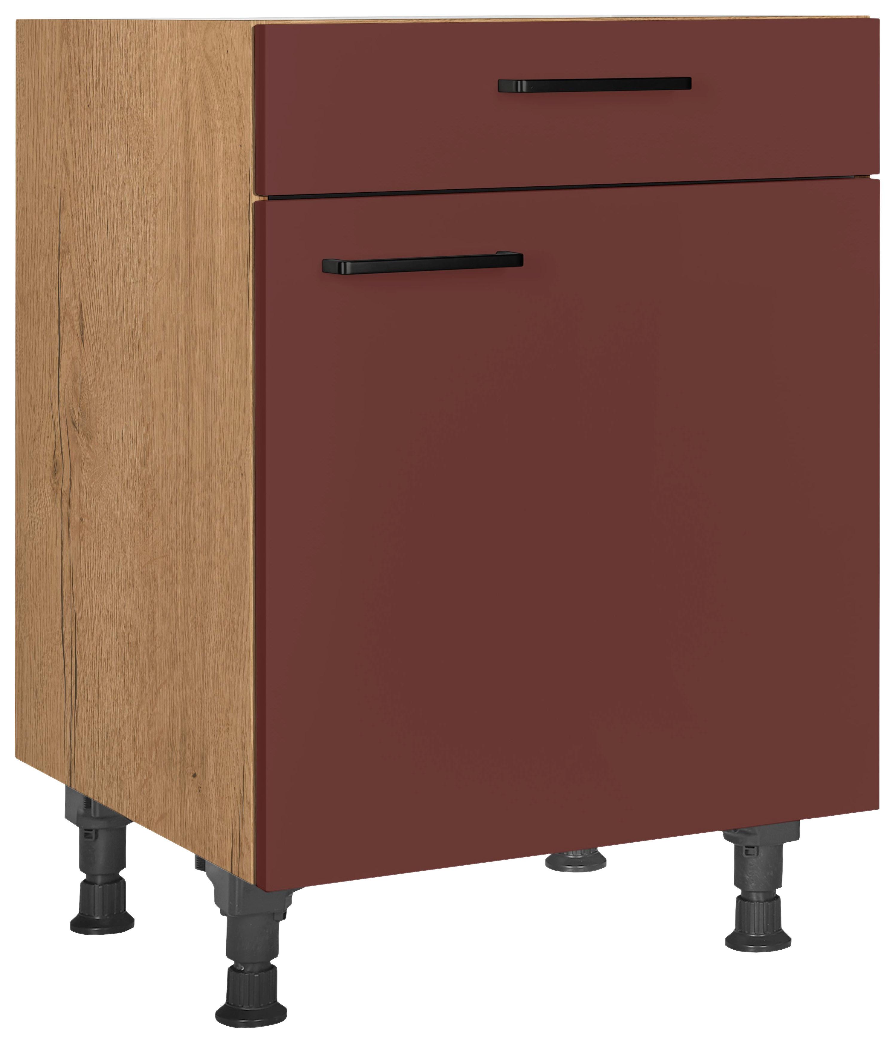 Schubkastenunterschrank Easytouch - Eichefarben/Rot, MODERN, Holzwerkstoff (60/87/56cm) - Nobilia