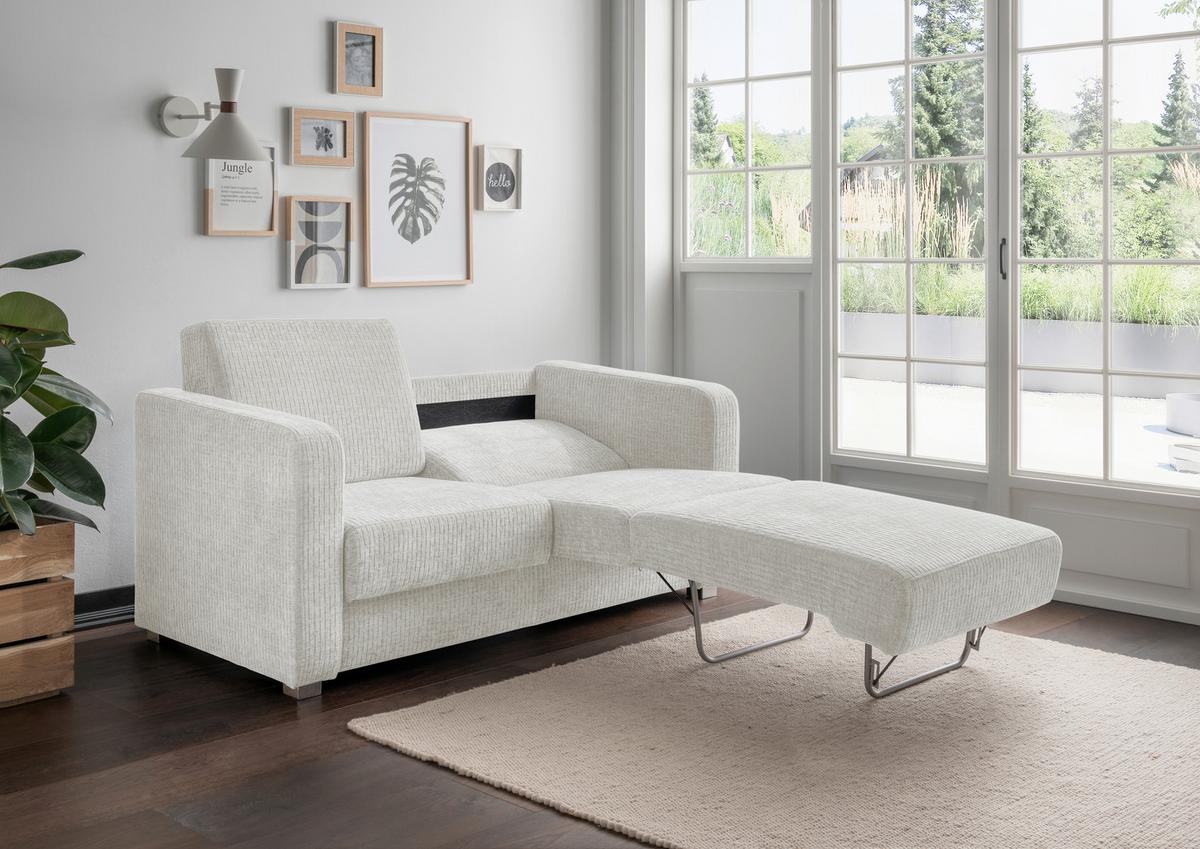 Schlafsofa Mia Mikrofaser Creme, B: 159 Cm - Chromfarben/Creme, Basics, Textil (159/88/87cm) - Livetastic