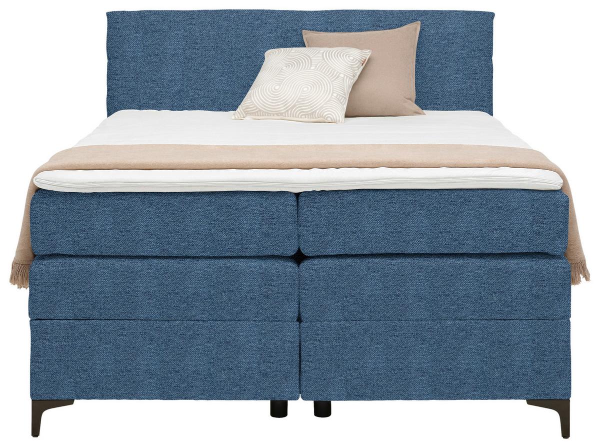 Boxspringová postel BARI 140/200, modrá - modrá/černá, Konvenční, kov/textil (140/200cm) - Mömax
