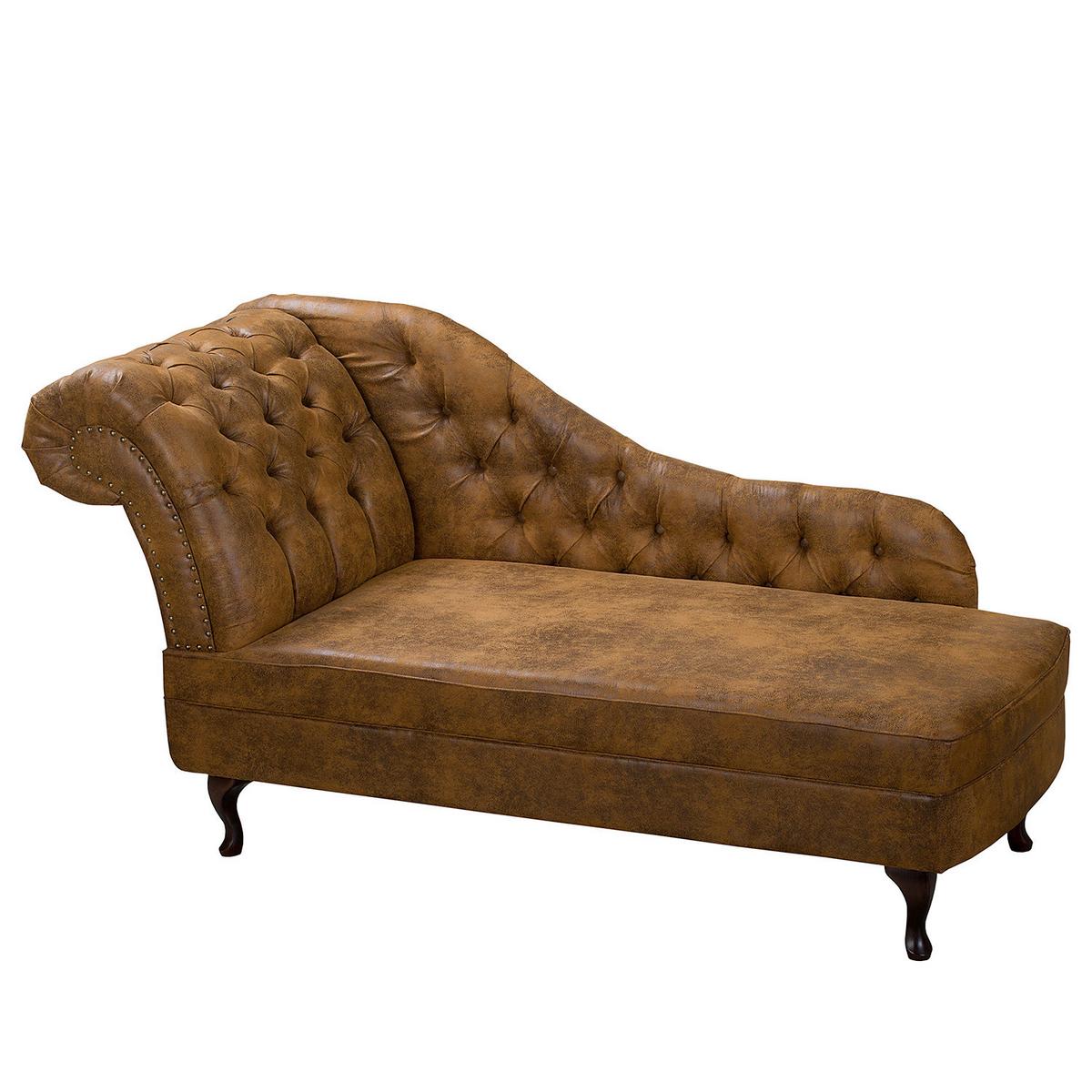 Récamiere Pako Cognac B: 185cm - Cognac/Braun, Design, Textil (185/93/75cm) - Livetastic