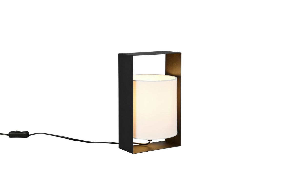 Tischleuchte Pail Schwarz Weiß B: 16 cm - Schwarz/Weiß, Design, Textil/Metall (16/15/27cm)