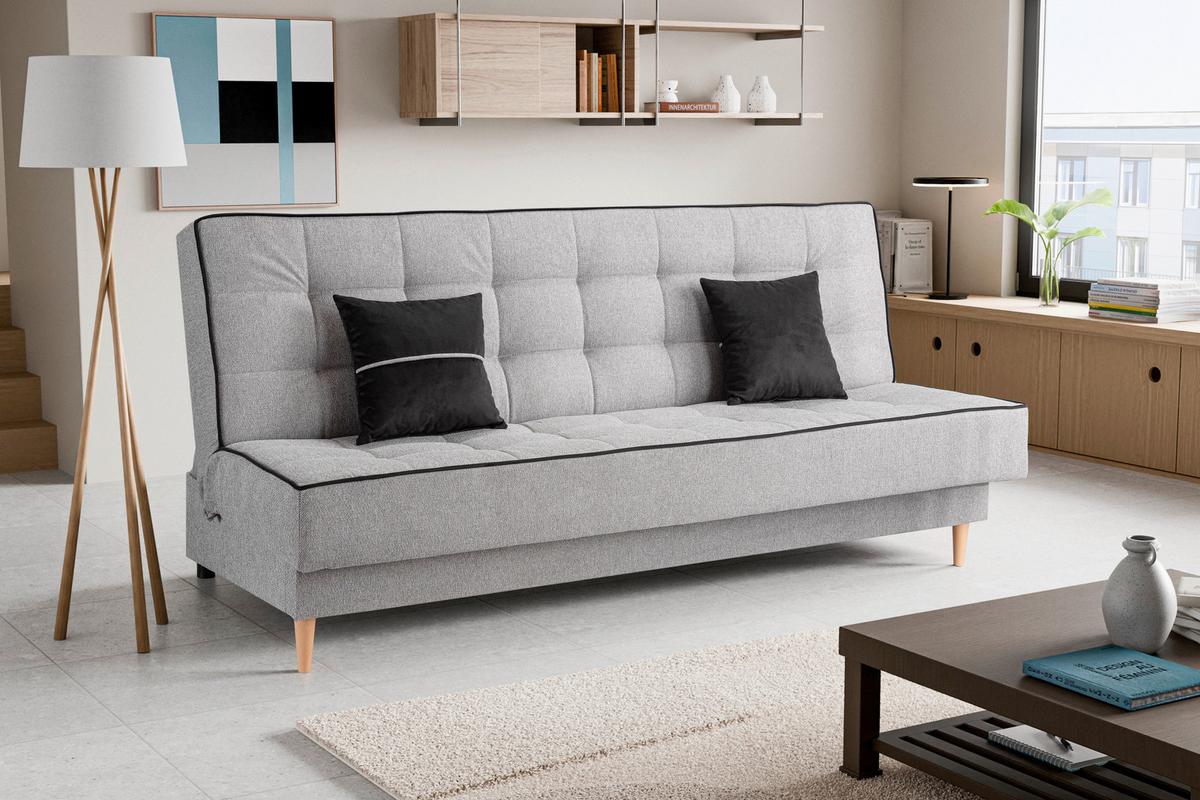 Schlafsofa Bono Hellgrau B: 199cm - Hellbraun/Hellgrau, Basics, Holz/Textil (199/91/91cm) - MID.YOU