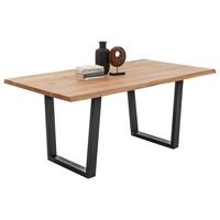 Esstisch mit Echtholz-Platte Benny 180x100 cm Eiche/Schwarz - Eichefarben/Schwarz, Natur, Holz/Metall (180/100/75cm) - MID.YOU