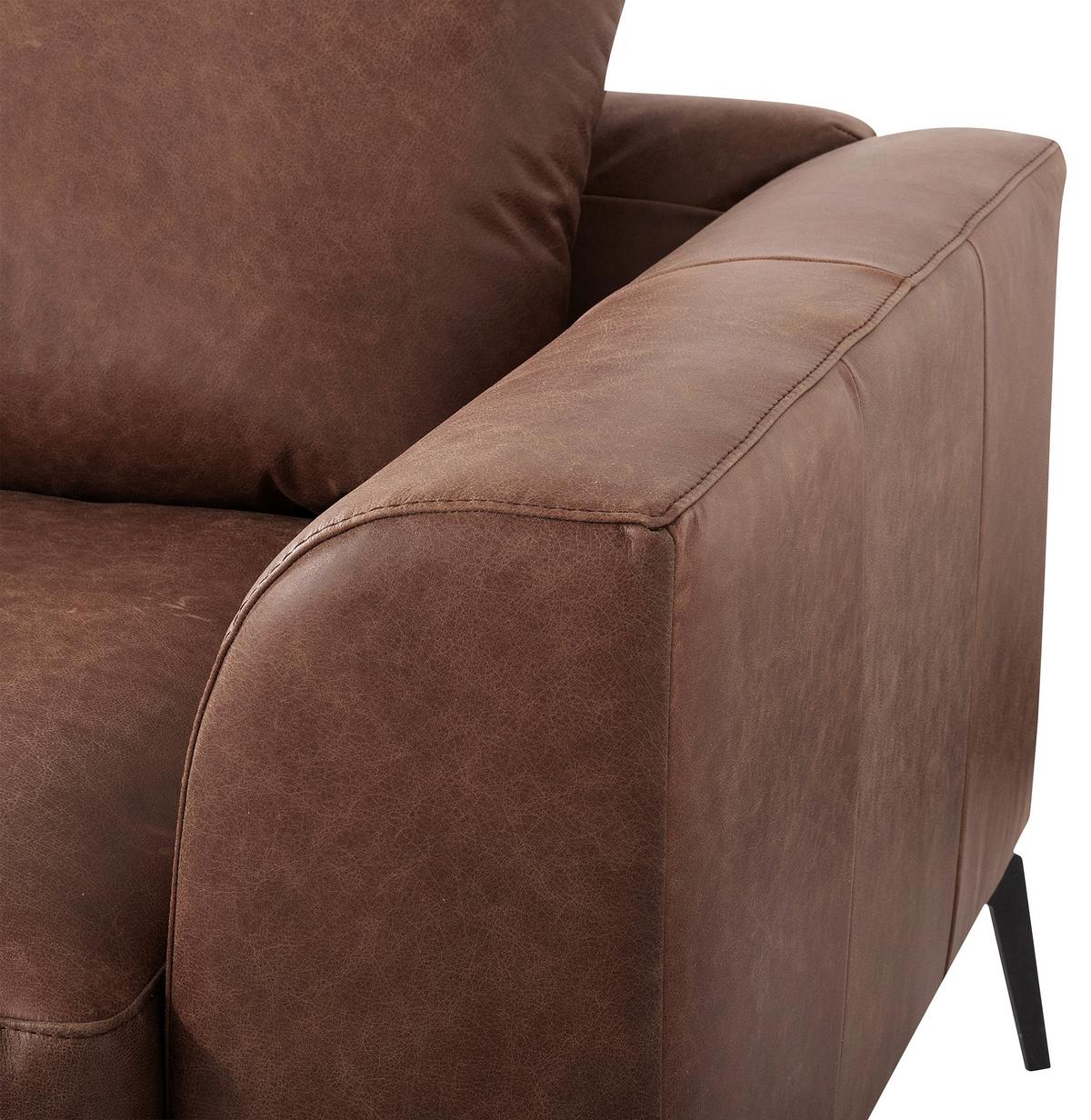 Ecksofa Berlin Braun S: 172 cm - Schwarz/Braun, Design, Leder (172/313cm) - Livetastic