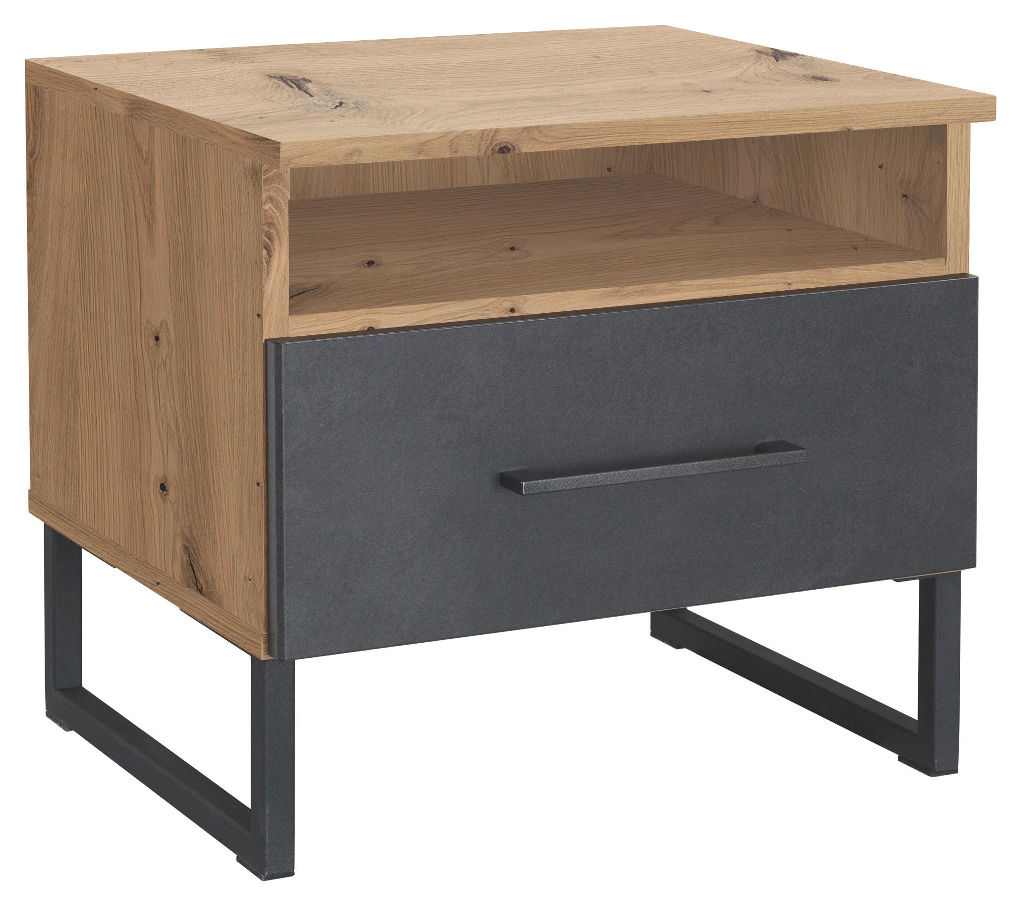 Nachtkästchen Tampa Anthrazit/ Graphit/eiche Dekor B: 47 Cm - Anthrazit/Graphitfarben, MODERN, Holzwerkstoff (47/44/44cm) - Rauch Möbel