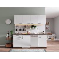 Küchenzeile Economy M. Geräten 195 Cm Weiß/eiche Dekor Modern - Eichefarben/Weiß, Basics, Holzwerkstoff (195cm) - Respekta