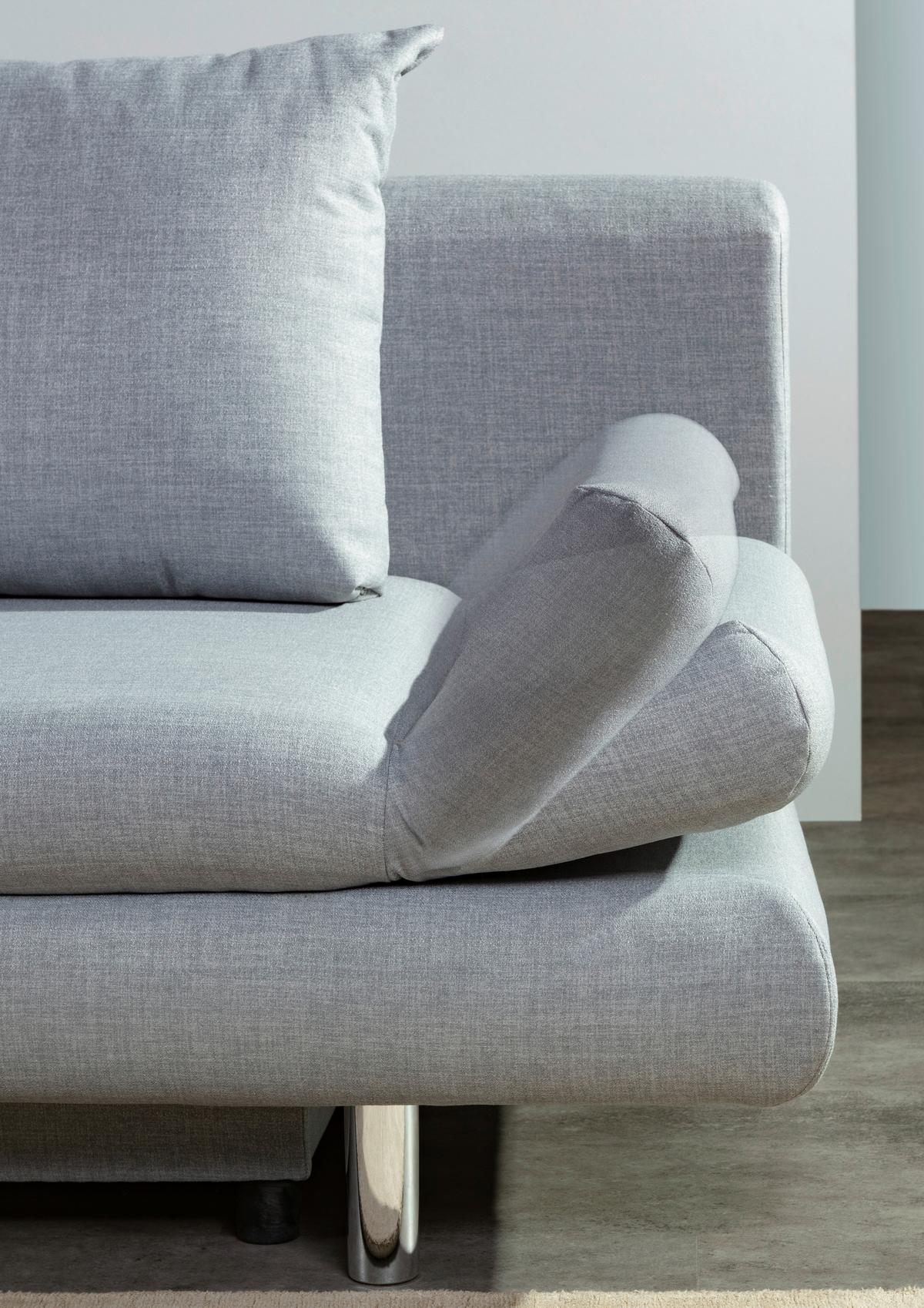 Schlafsofa Sorini, Hellgrau B: 194 Cm - Chromfarben/Hellgrau, Design, Textil (194/73/91cm) - MID.YOU