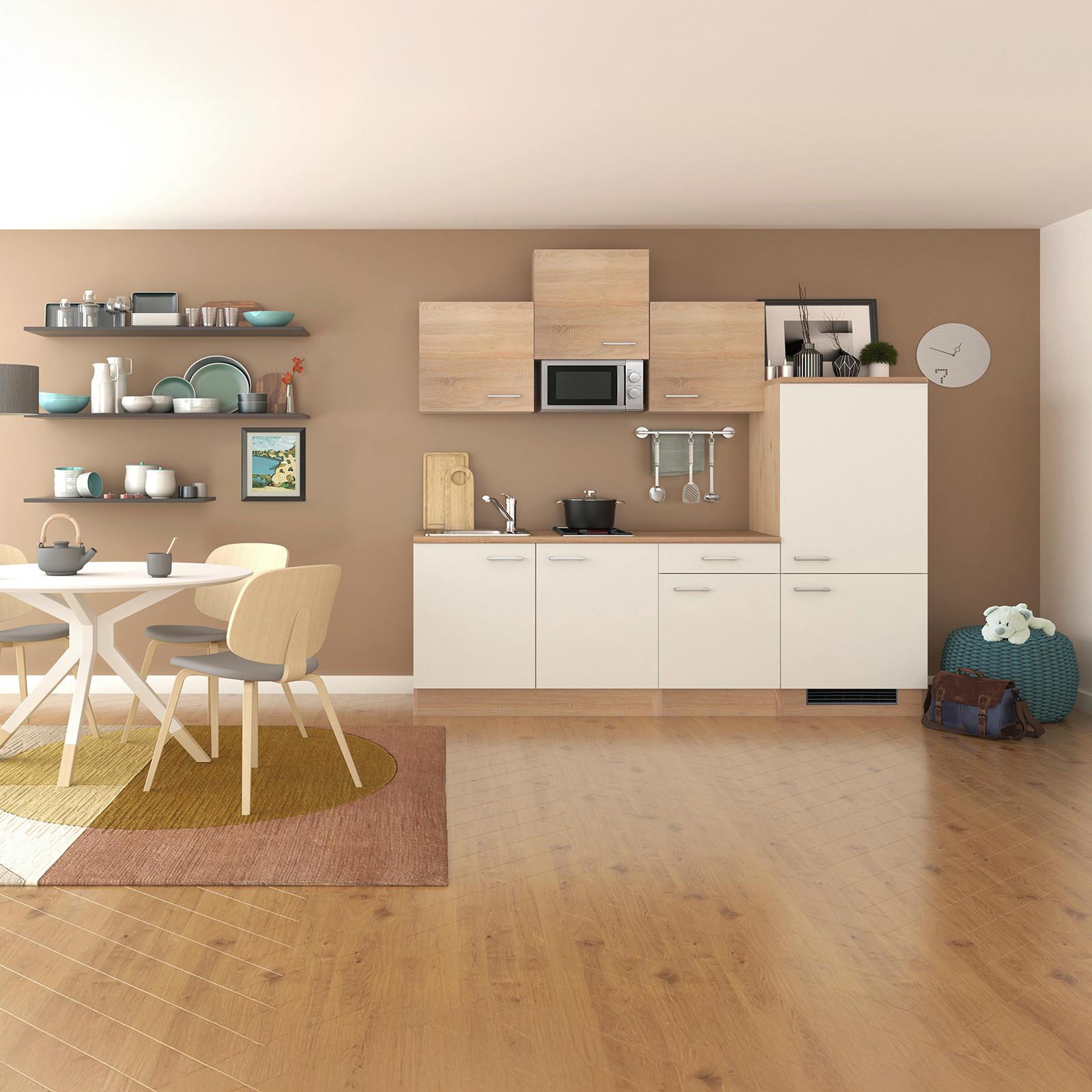 Spülenschrank Mit Spüle Samoa B: 100 Cm Weiß/eiche Dekor