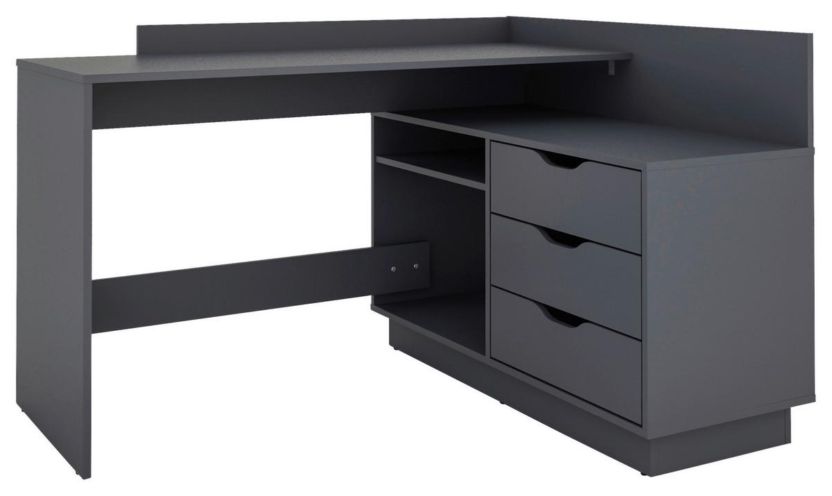 Eckschreibtisch Mit Stauraum B 129 Cm H 83,5 Cm Belfast - Anthrazit, Basics, Holzwerkstoff (129/83,5/105cm) - MID.YOU