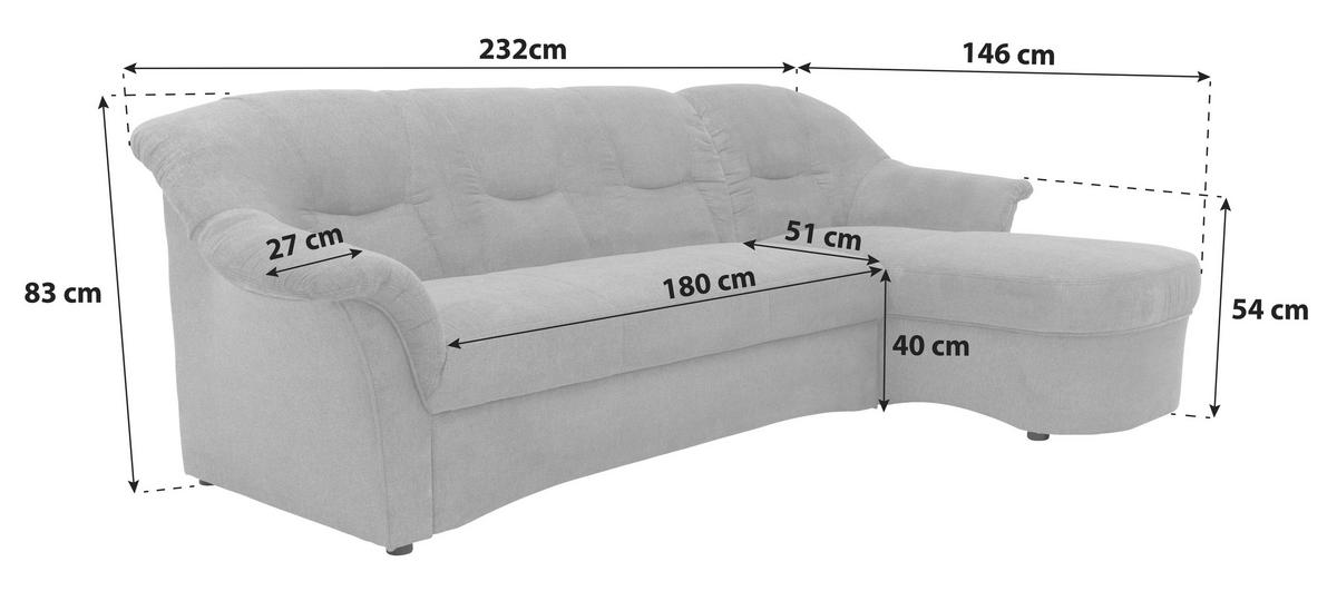 Ecksofa Sarafina - Petrol/Schwarz, KONVENTIONELL, Textil (232/146cm) - MID.YOU