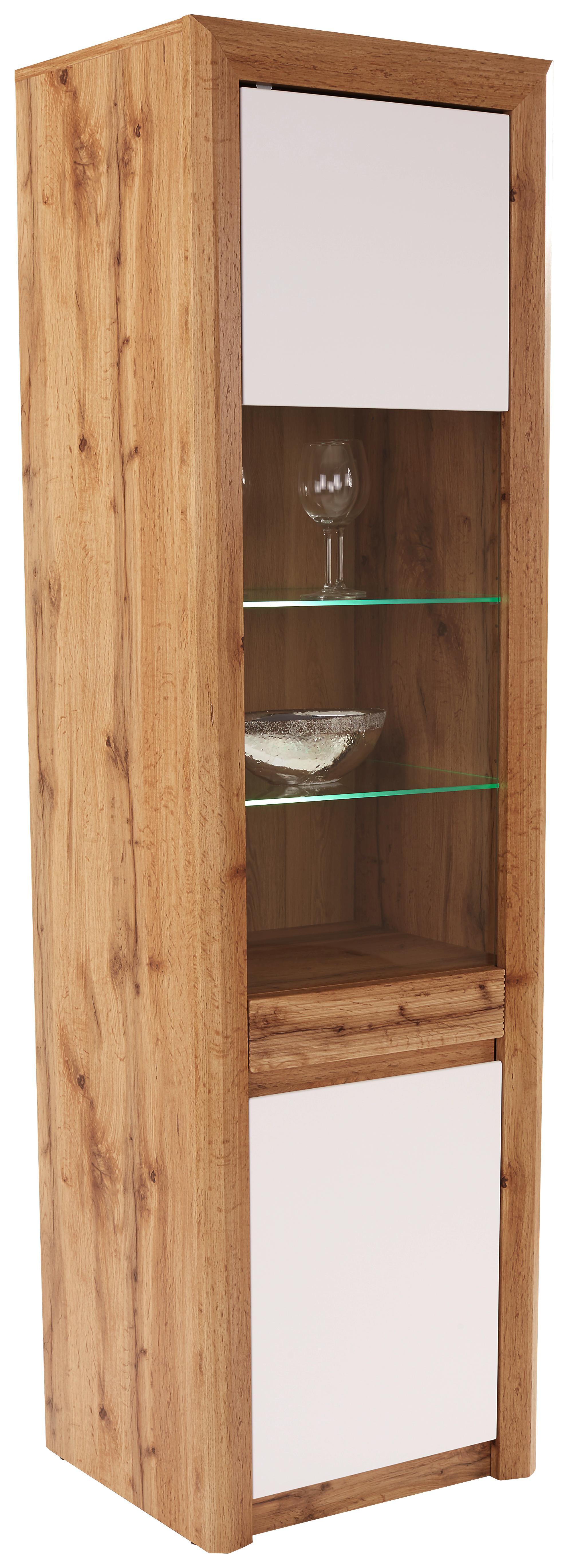 Vitrin Kashmir New - Tölgyfa/Fehér, modern, Faalapú anyag (57/192/41cm)