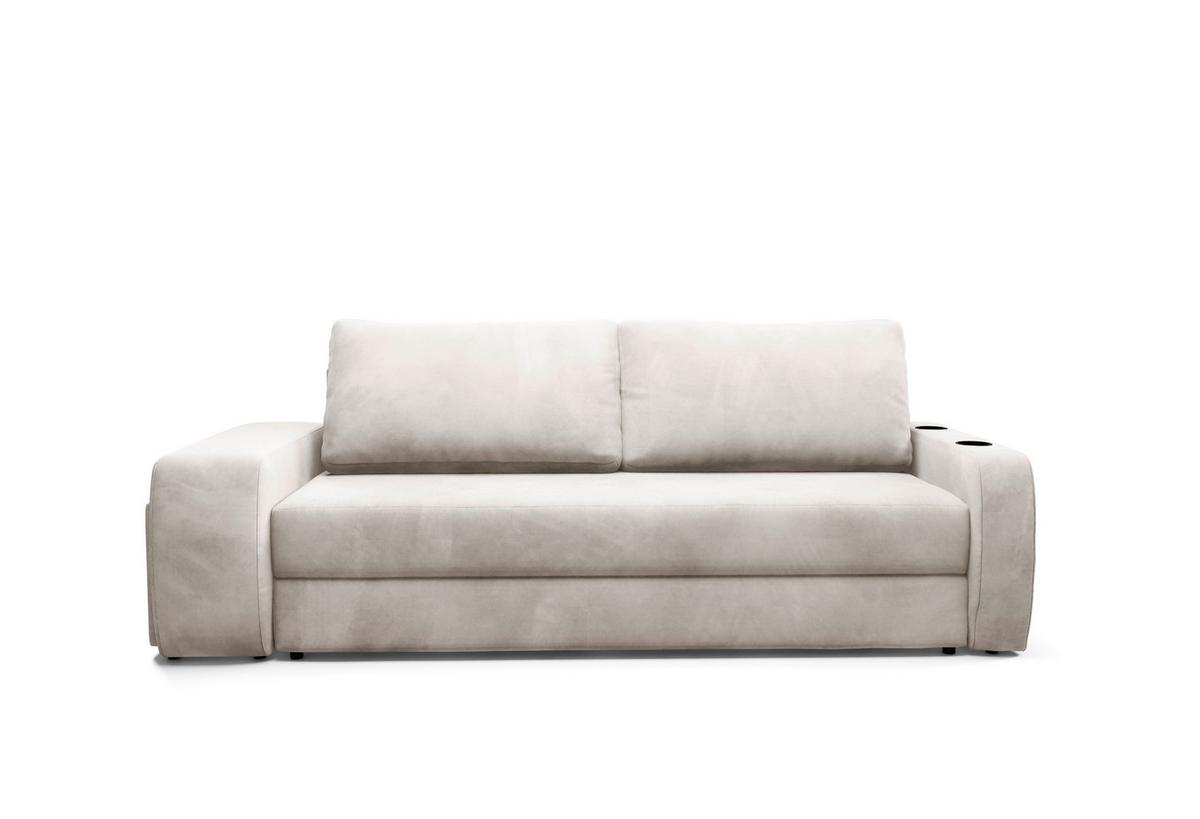 Schlafsofa Ines Creme B: 258cm - Creme/Schwarz, Design, Textil (258/98/95cm) - Livetastic