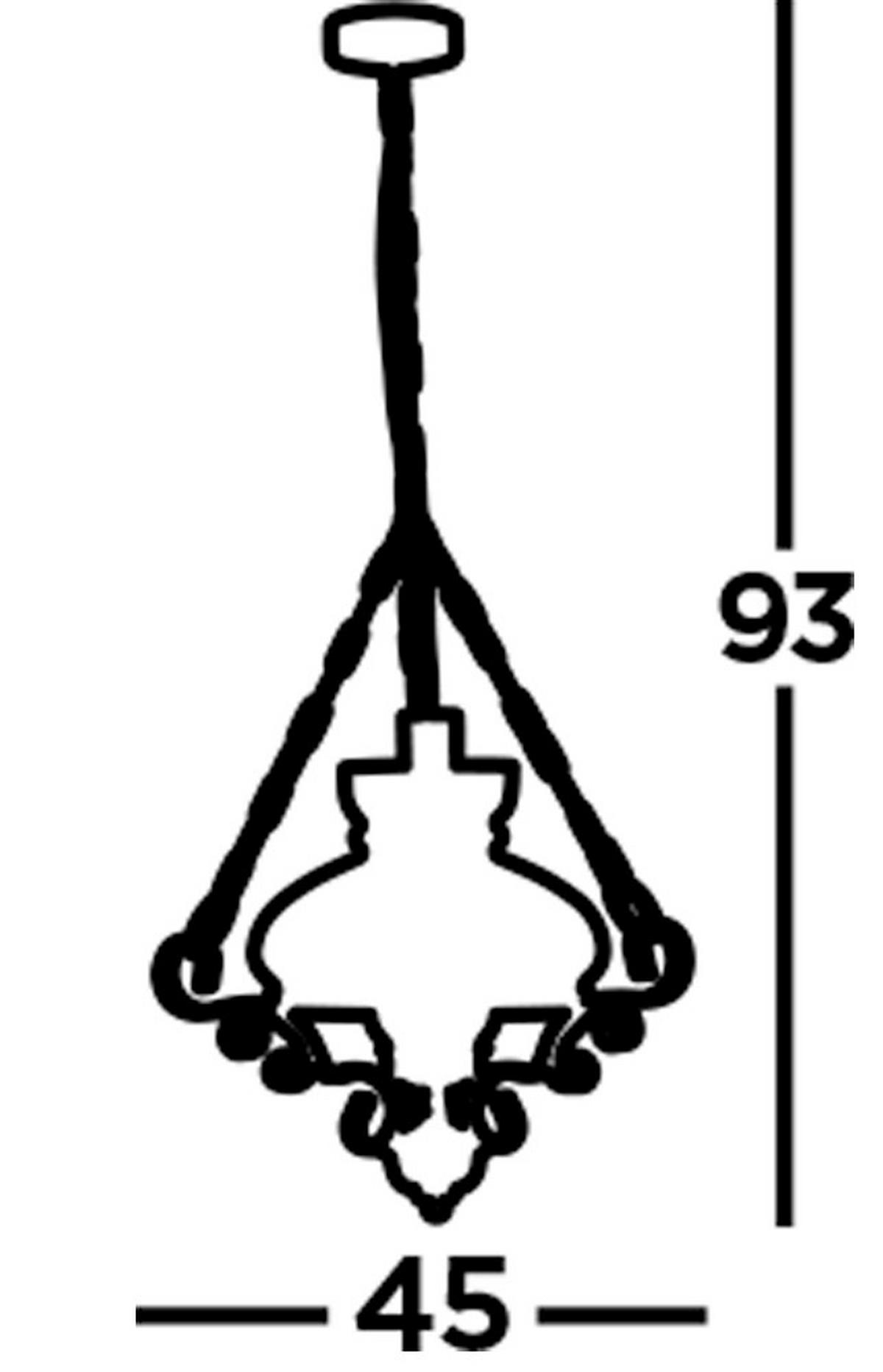 Hängeleuchte 576ru - Messingfarben, Design, Glas/Metall (45/45/55-93cm)