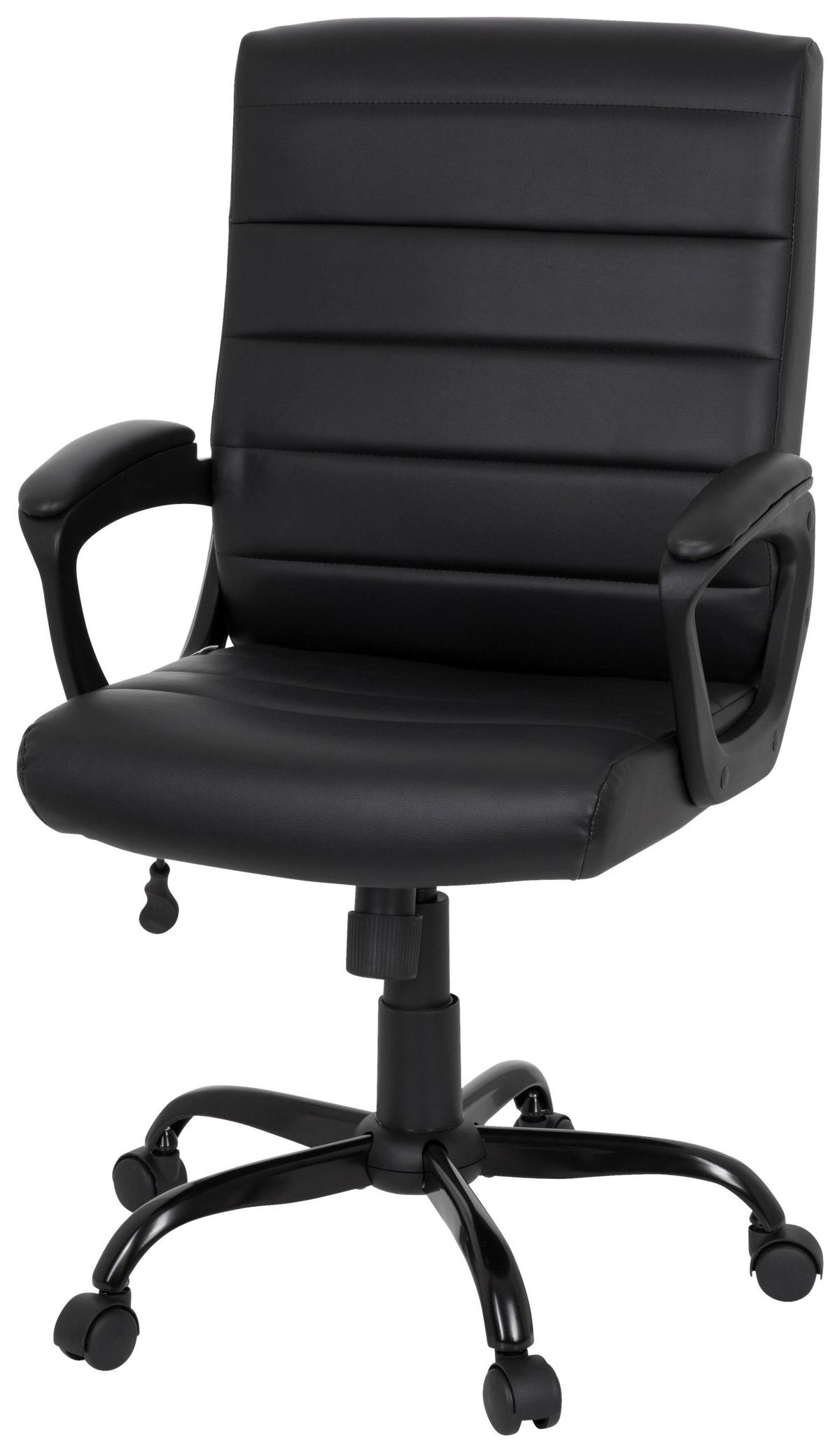 Chefsessel Ergosmooth Big Lederlook Schwarz Bis 100kg - Schwarz, MODERN, Kunststoff/Textil (61/102/52cm) - MID.YOU