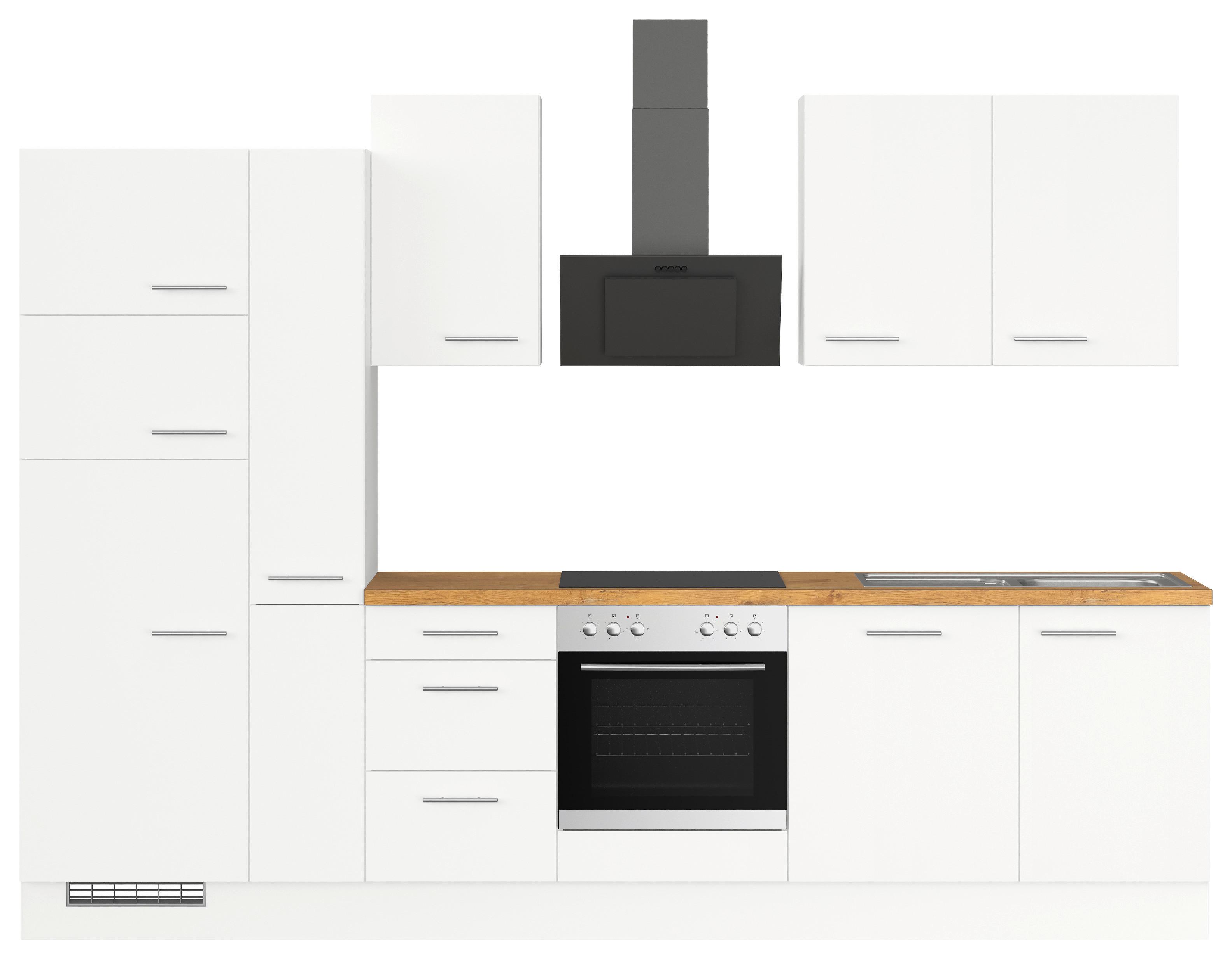 Küchenzeile ohne Geräte 310 cm Weiß - Eichefarben/Weiß, Design, Holzwerkstoff (310cm) - Impuls