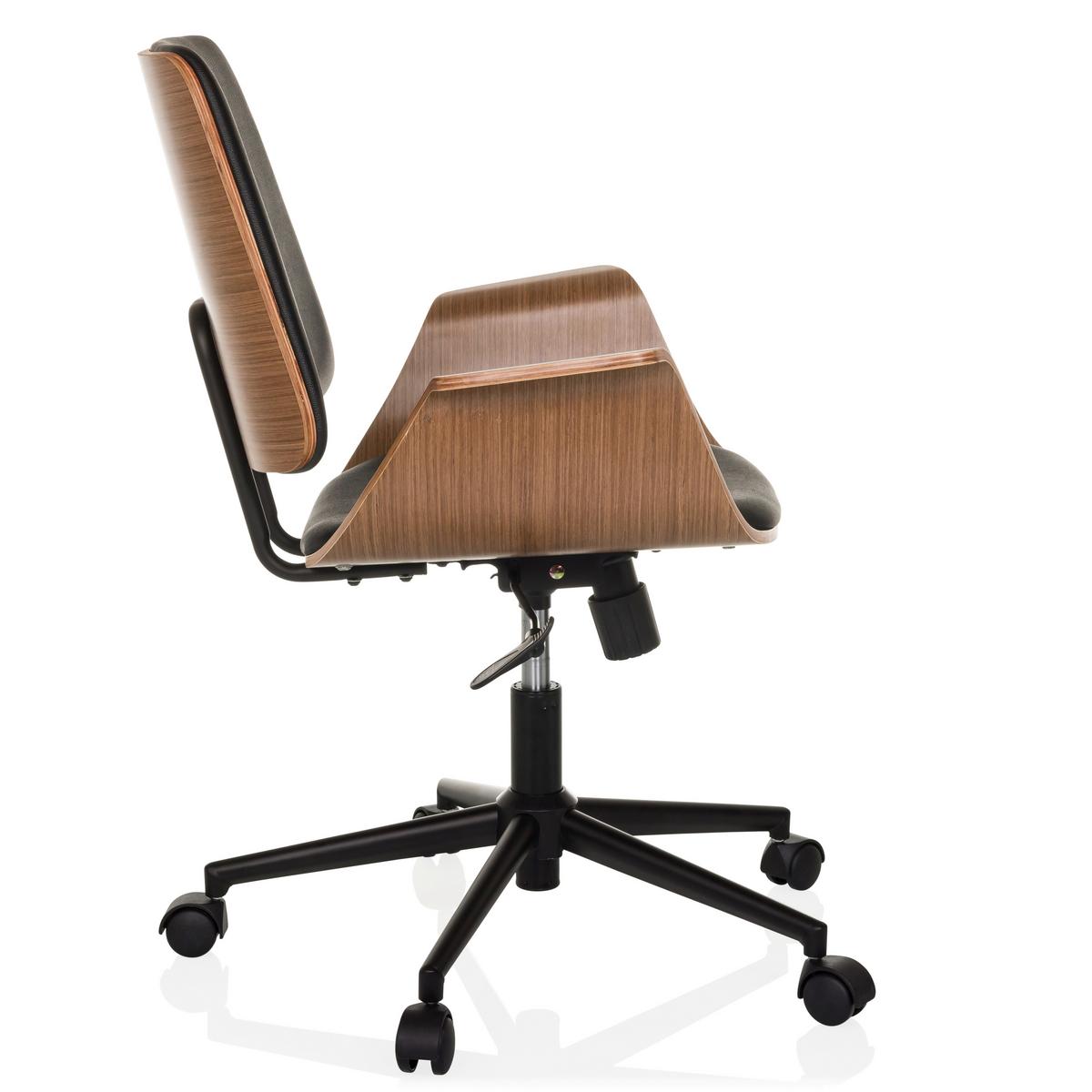 Drehstuhl Schwarz B: 68 Cm - Schwarz/Braun, MODERN, Leder/Holz (68/92/63,5cm) - MID.YOU