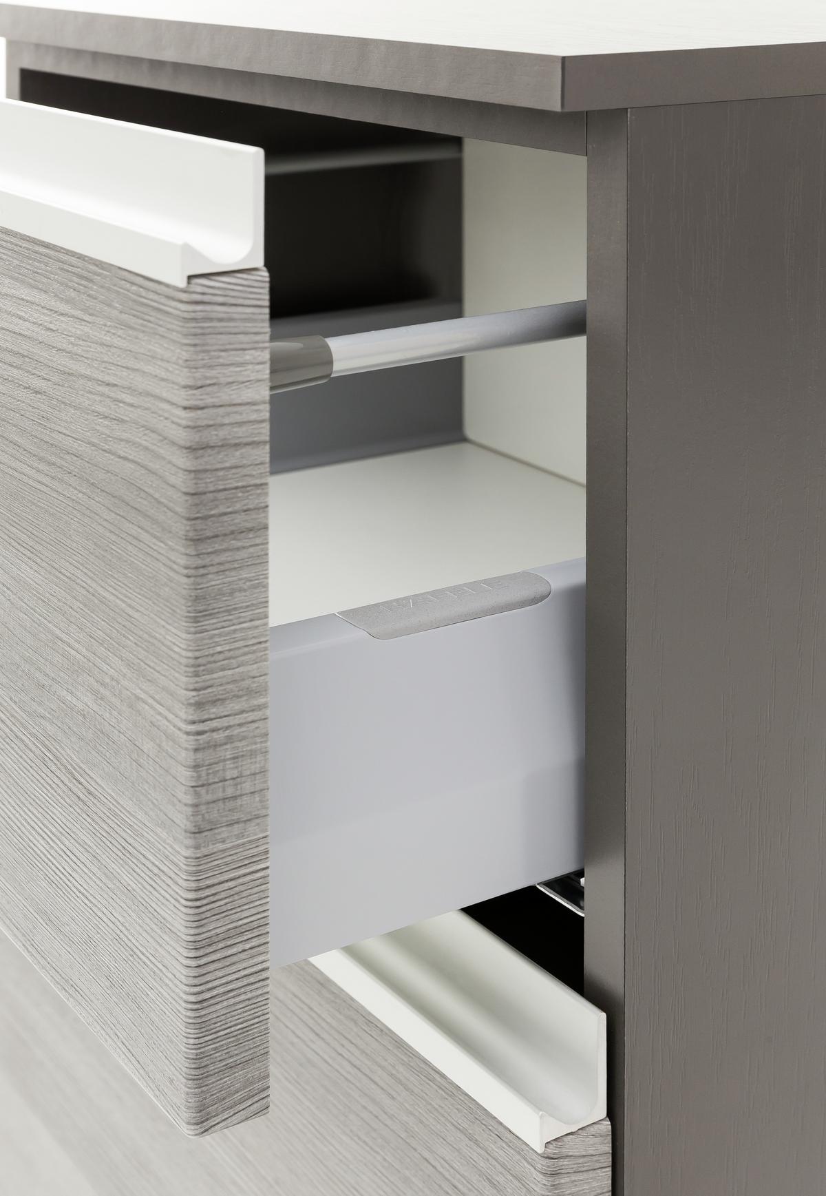 Hochschrank Mit Soft-Close Arezzo 40cm, Graphit/Eiche - Silberfarben/Graphitfarben, Basics, Holzwerkstoff (40/180/35cm) - Held