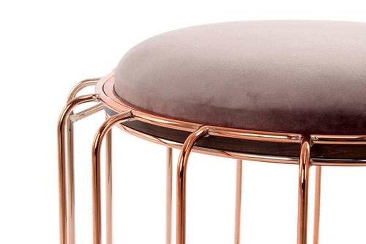 Beistelltisch/Pouf 2 in 1 Comfortable Rosé/Hellviolett - Grau/Kupferfarben, Basics, Glas/Holzwerkstoff (50/50/45cm) - Kayoom