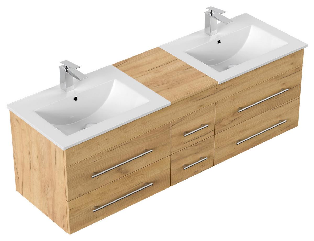 WASCHTISCHKOMBI Nero XL, Eichefarben B: 153 cm - Eichefarben/Weiß, Basics, Keramik/Holzwerkstoff (153cm) - MID.YOU