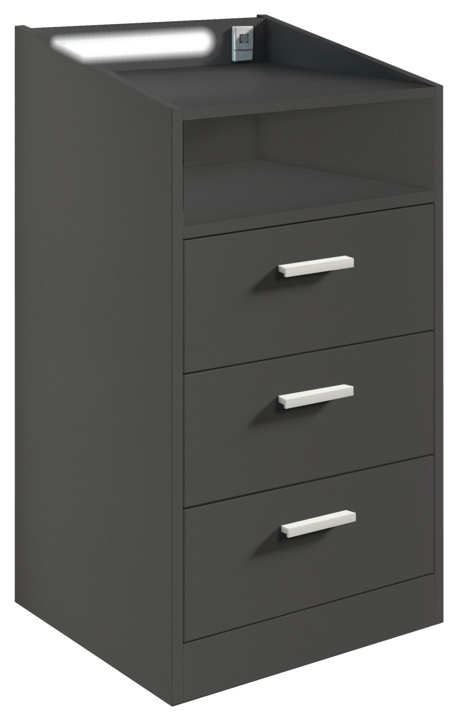 Nachkästchen Graphitfarben H: 84 Cm Lumo - Graphitfarben, MODERN, Holzwerkstoff (46/84/42cm) - MID.YOU