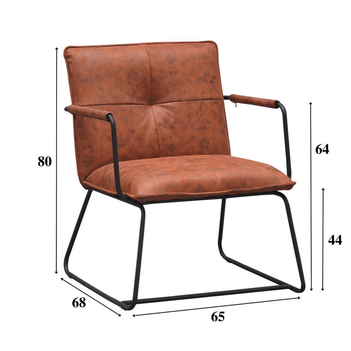 Sessel Bilbao - Cognac/Schwarz, MODERN, Textil/Metall (65/80/68cm) - MID.YOU