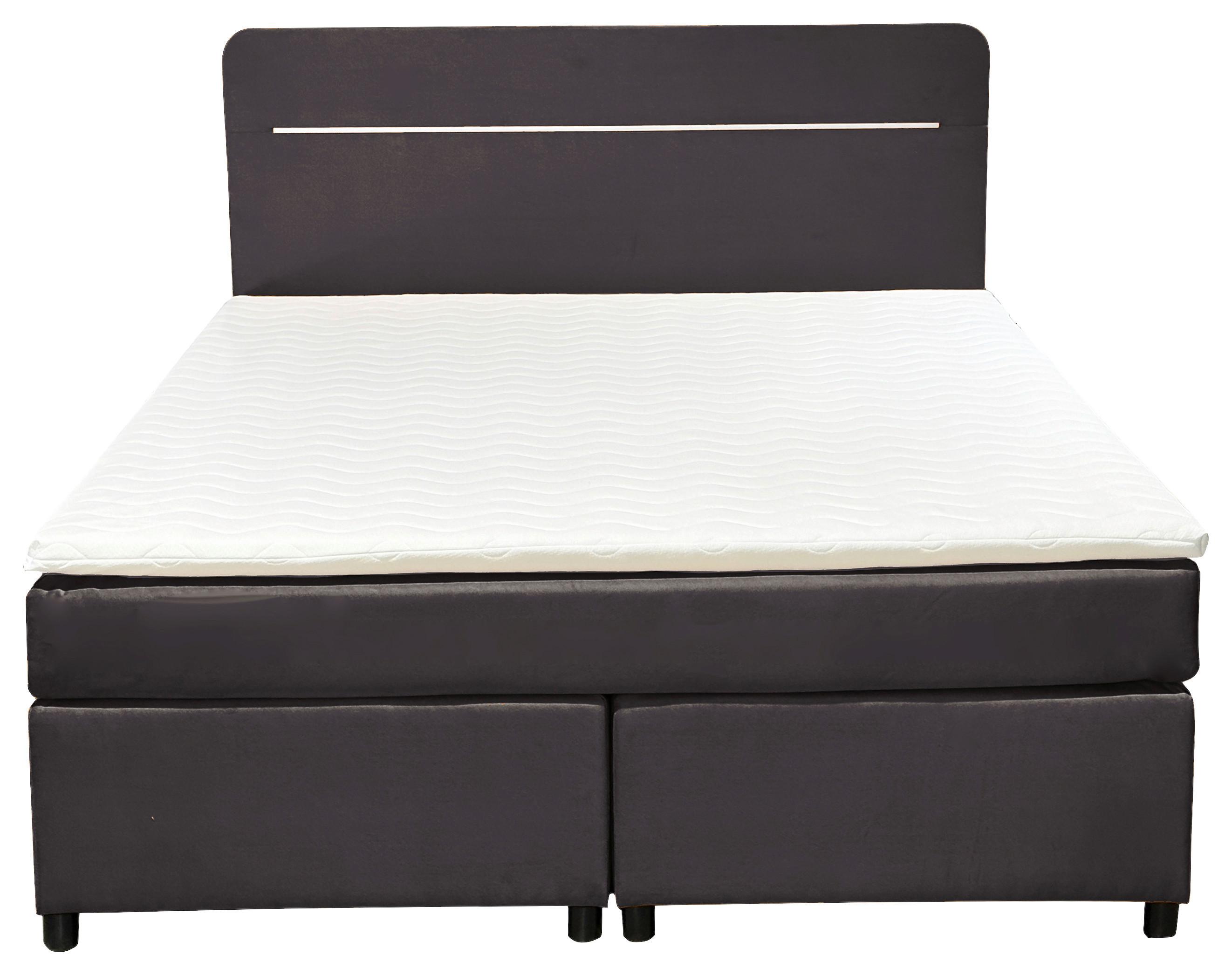 Boxbett Mit Topper 160x200 Cm Stream - Anthrazit/Schwarz, Basics, Textil (160/200cm) - Livetastic